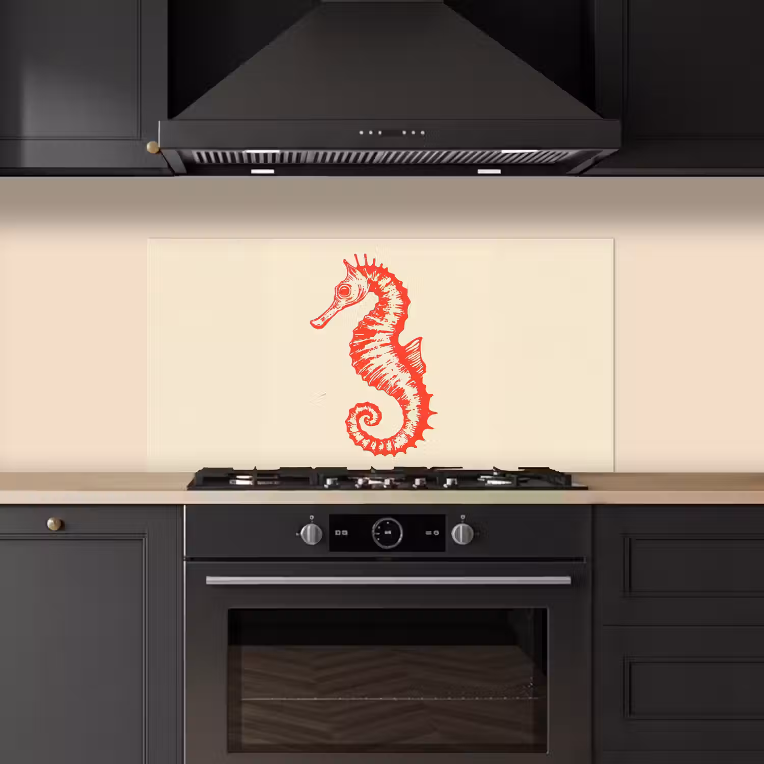 Zeepaardje - Rood - Fijne details keuken achterwand spatscherm middel -sfeer1