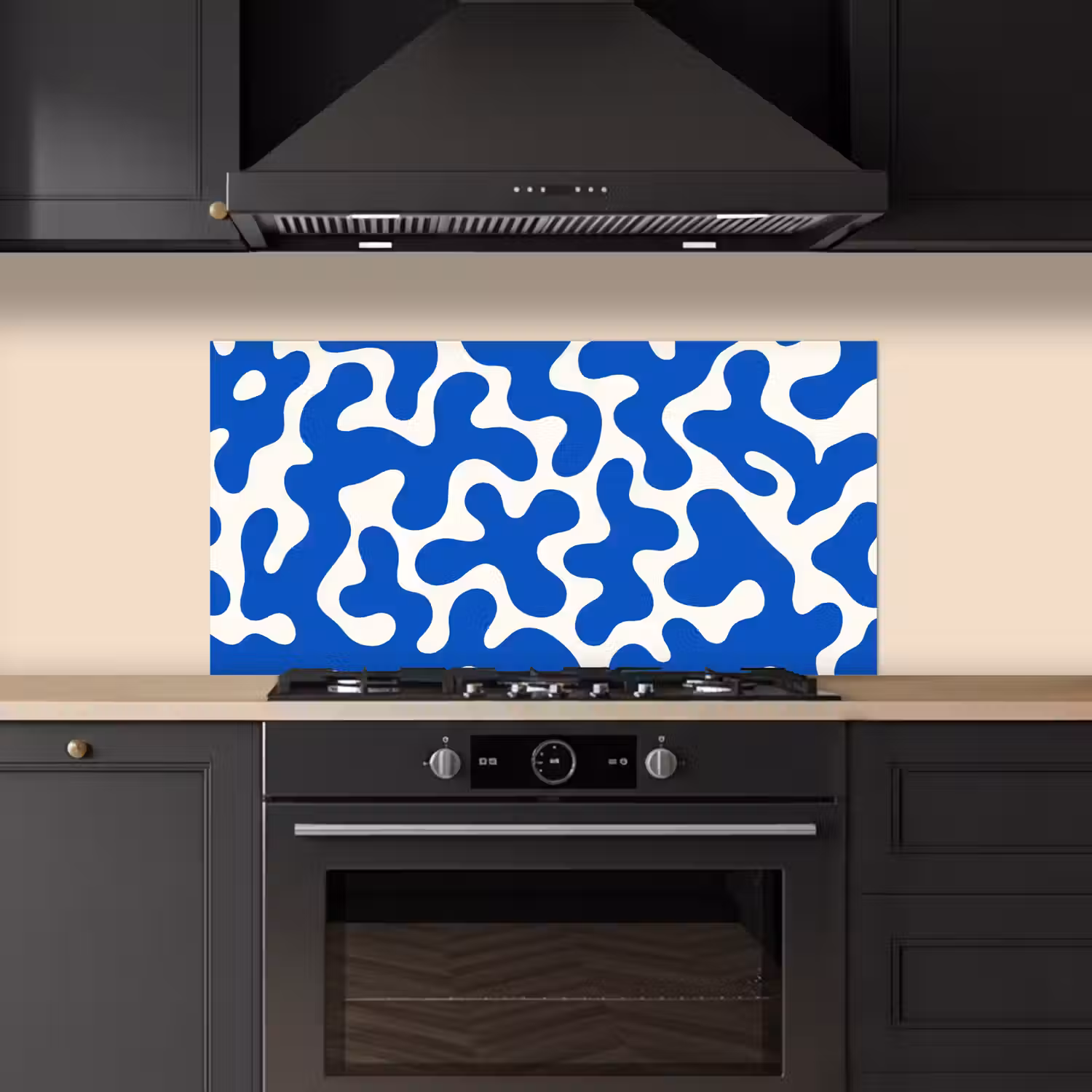 Vormen - Abstract - Blauw - Golven keuken achterwand spatscherm middel -sfeer1