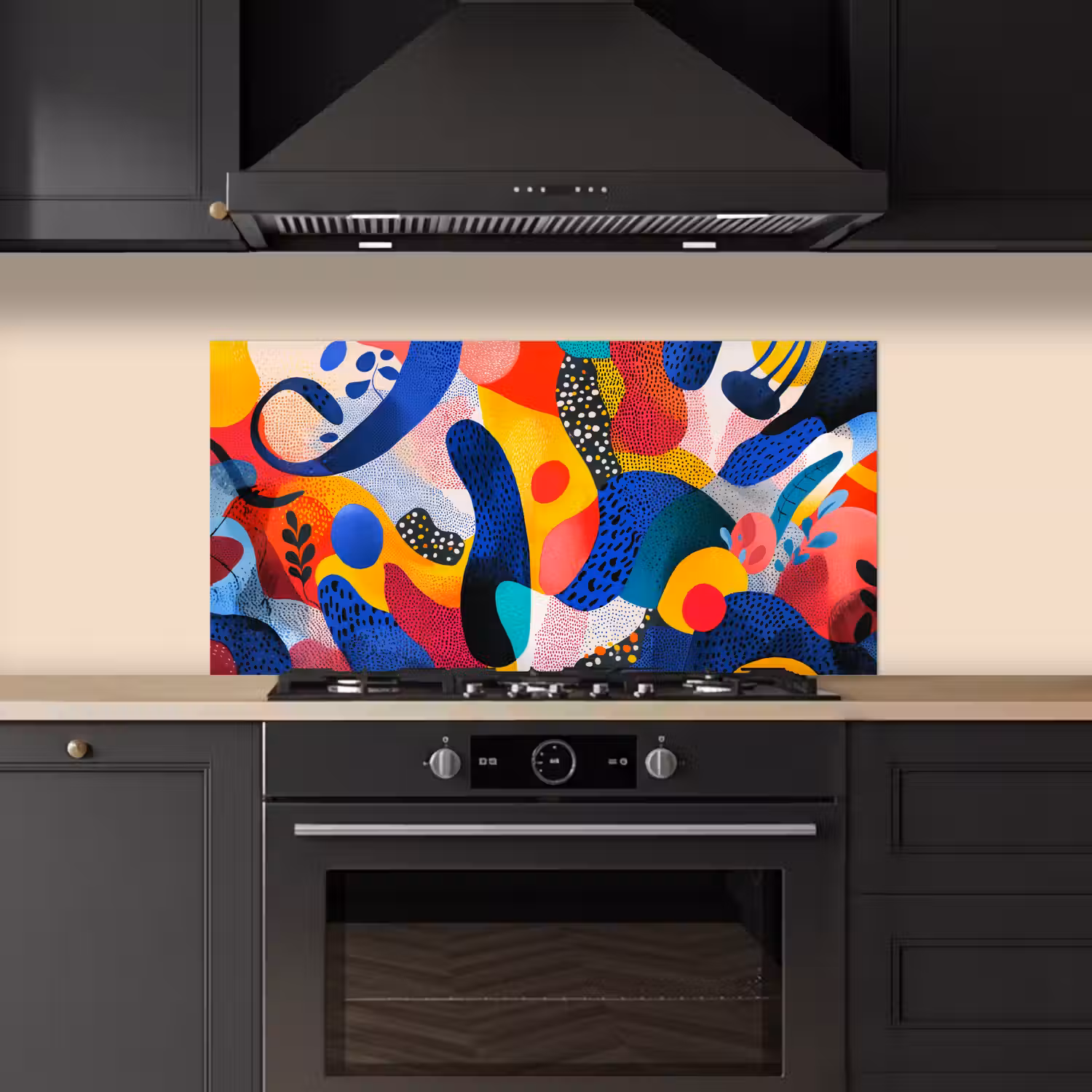 Vormen - Abstract - Stippels - Blauw keuken achterwand spatscherm middel -sfeer1