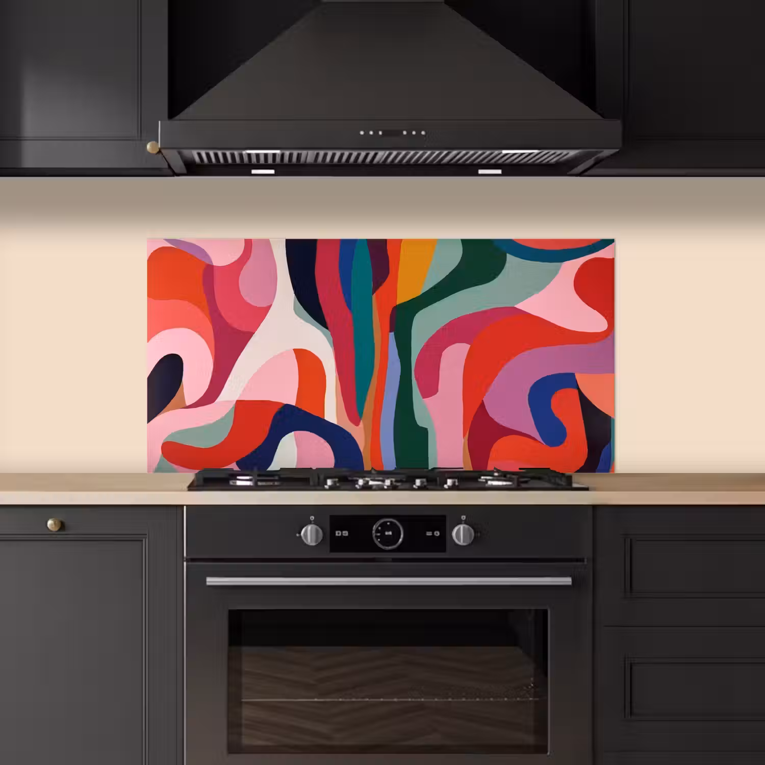 Vormen - Bochten - Kleurrijk - Abstract keuken achterwand spatscherm middel -sfeer1