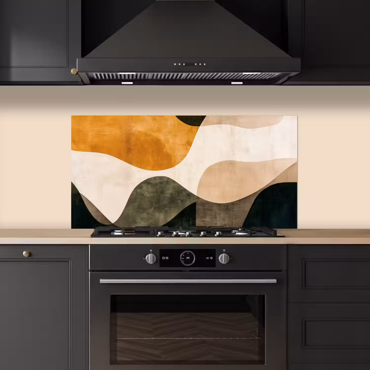 Vormen - Okergeel - Abstract keuken achterwand spatscherm middel -sfeer1