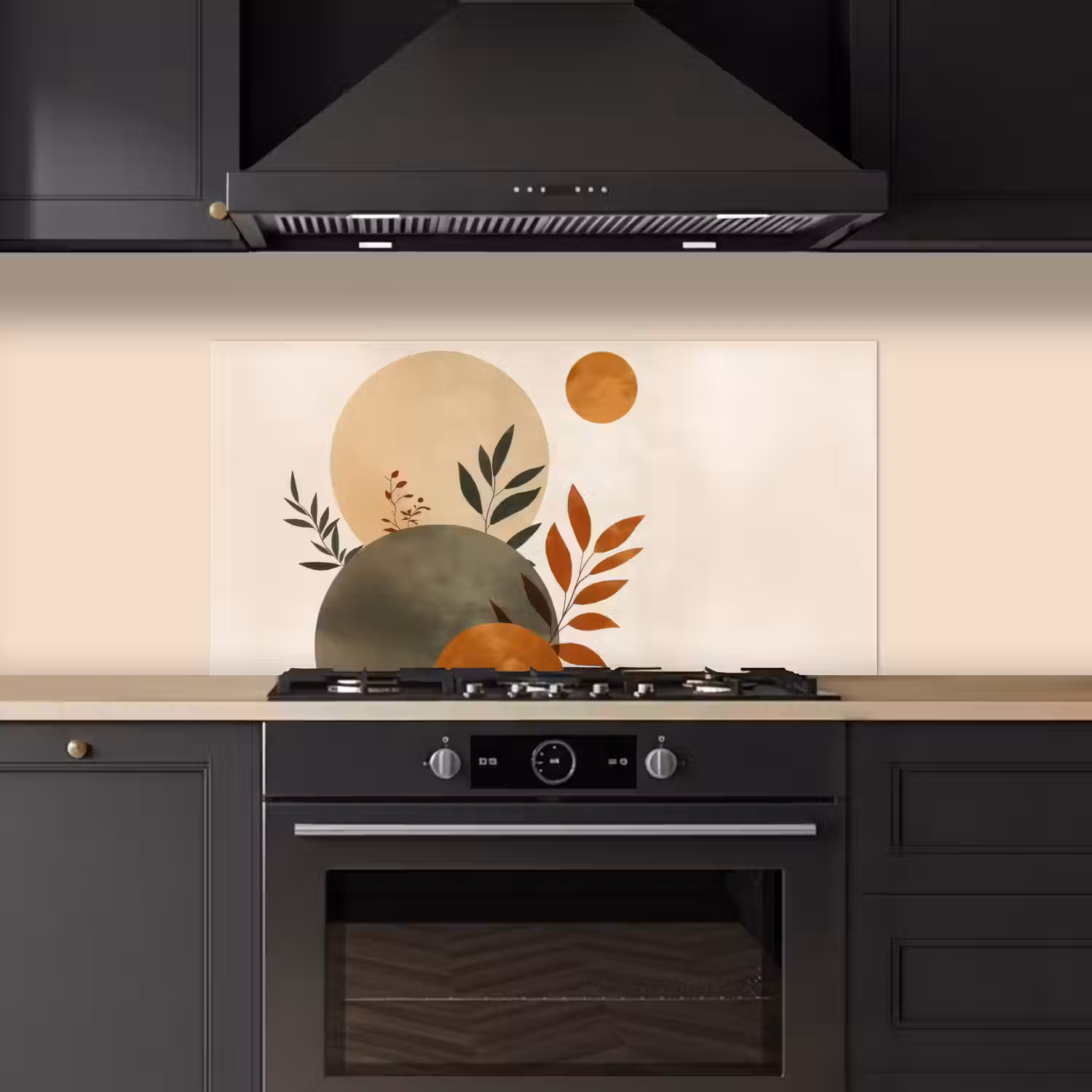Vormen - Rond - Bladeren - Beige keuken achterwand spatscherm middel -sfeer1