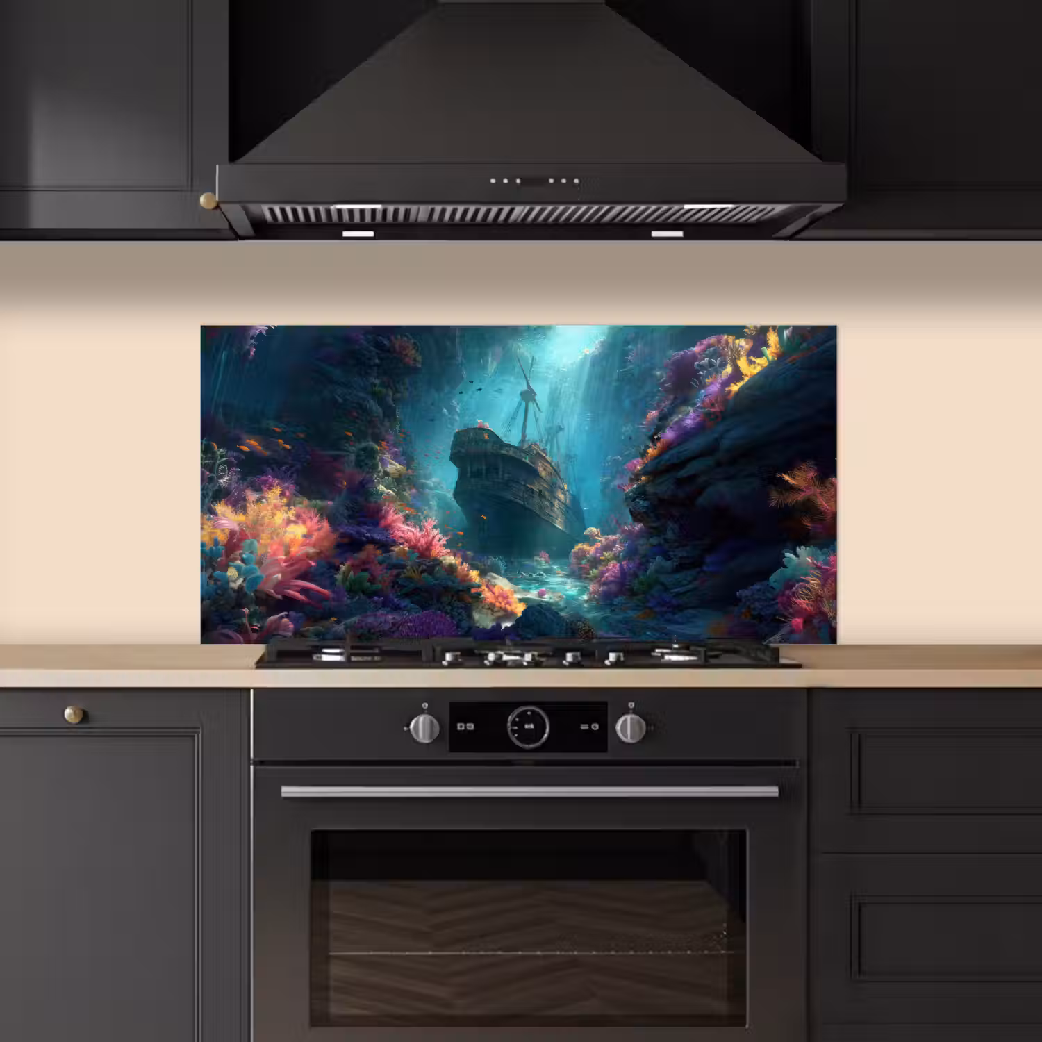 Schip - Hout - Koraalriffen - Zonlicht keuken achterwand spatscherm middel -sfeer1