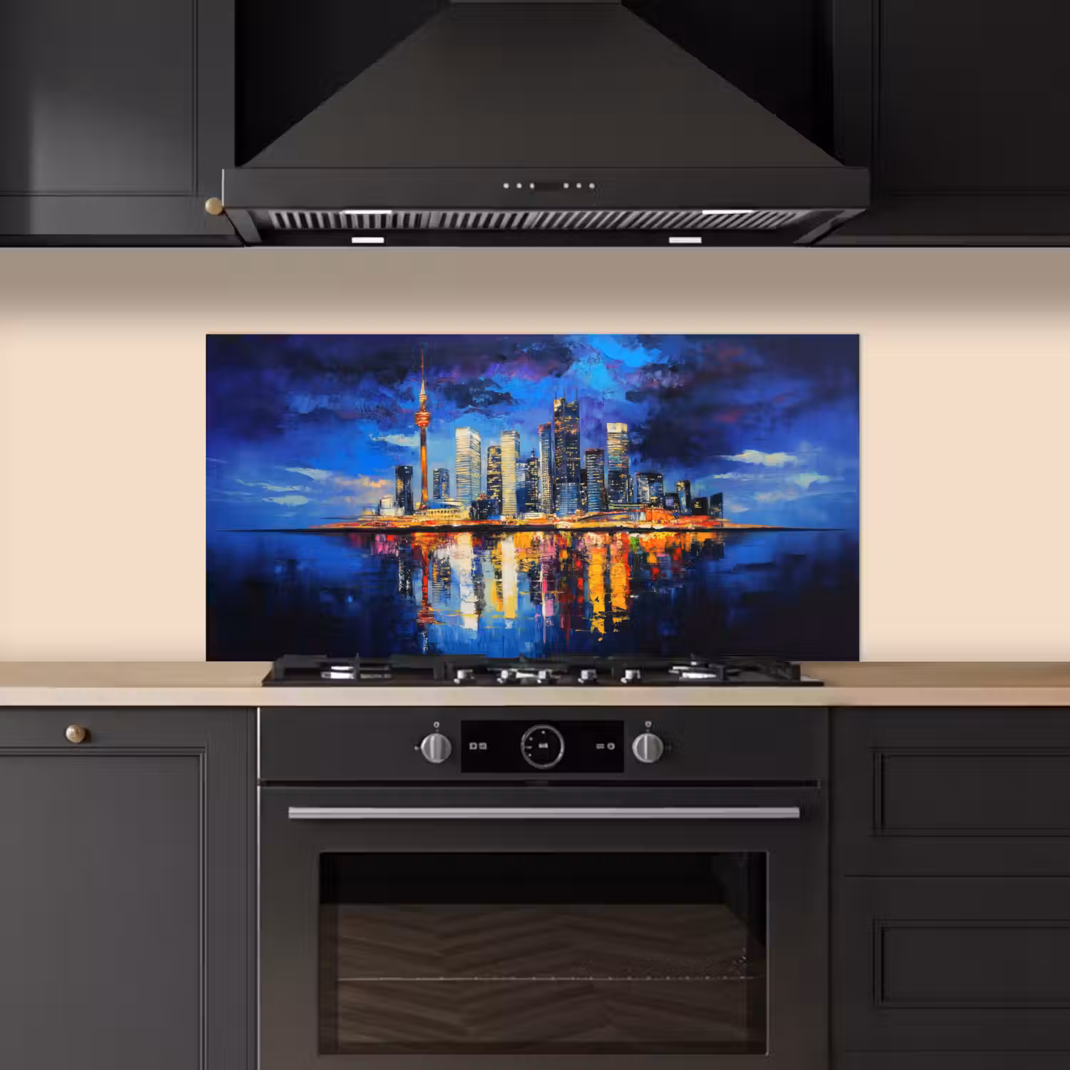Skyline Toronto - Modern - Stadslicht - Blauw keuken achterwand spatscherm middel -sfeer1