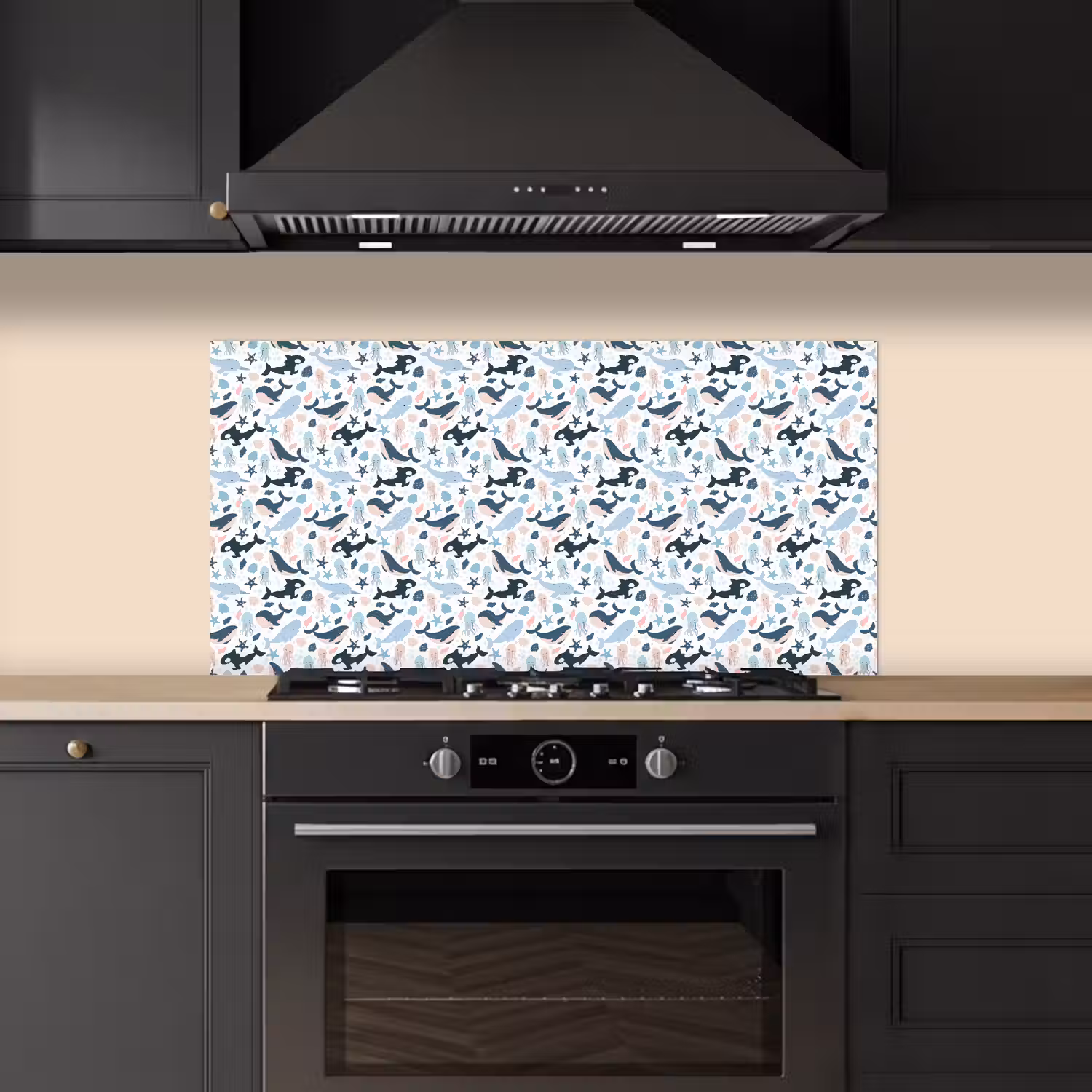 Klein - Oceaan - Walvissen - Octopus keuken achterwand spatscherm middel 899 -sfeer1