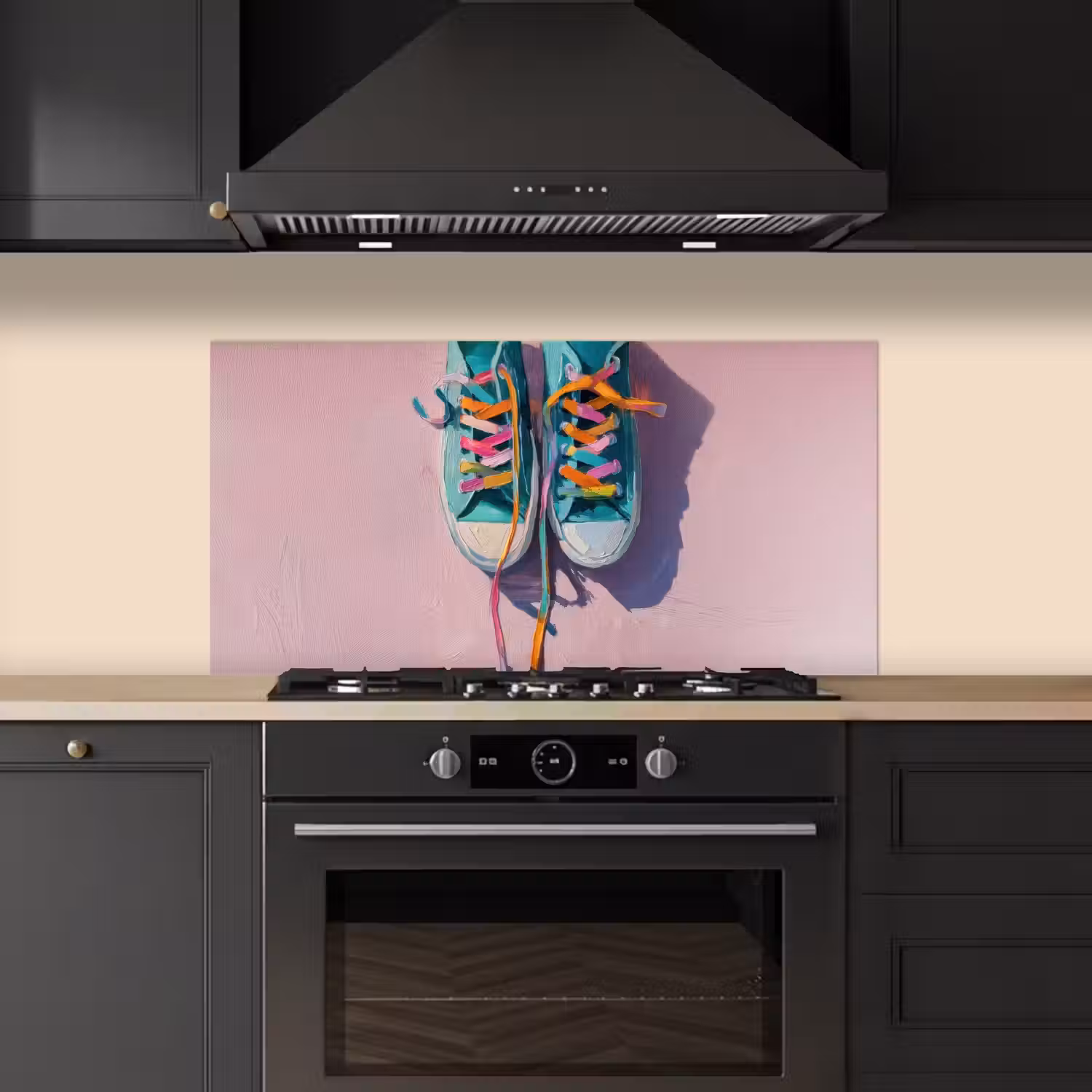 Sneakers - Veters - Kleurrijk - Schaduw keuken achterwand spatscherm middel -sfeer1