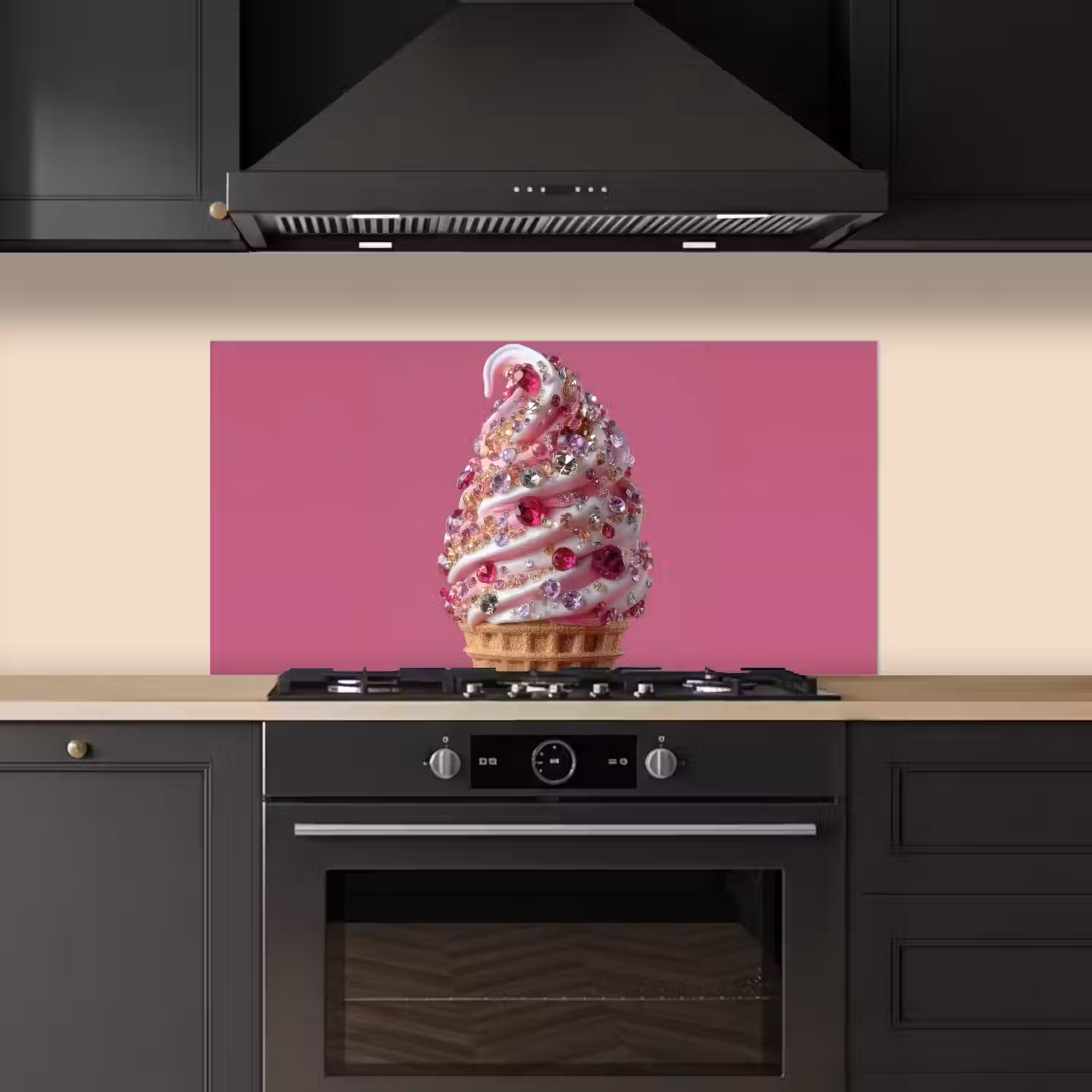Softijs - Edelstenen - Roze - Hoorntje keuken achterwand spatscherm middel -sfeer1