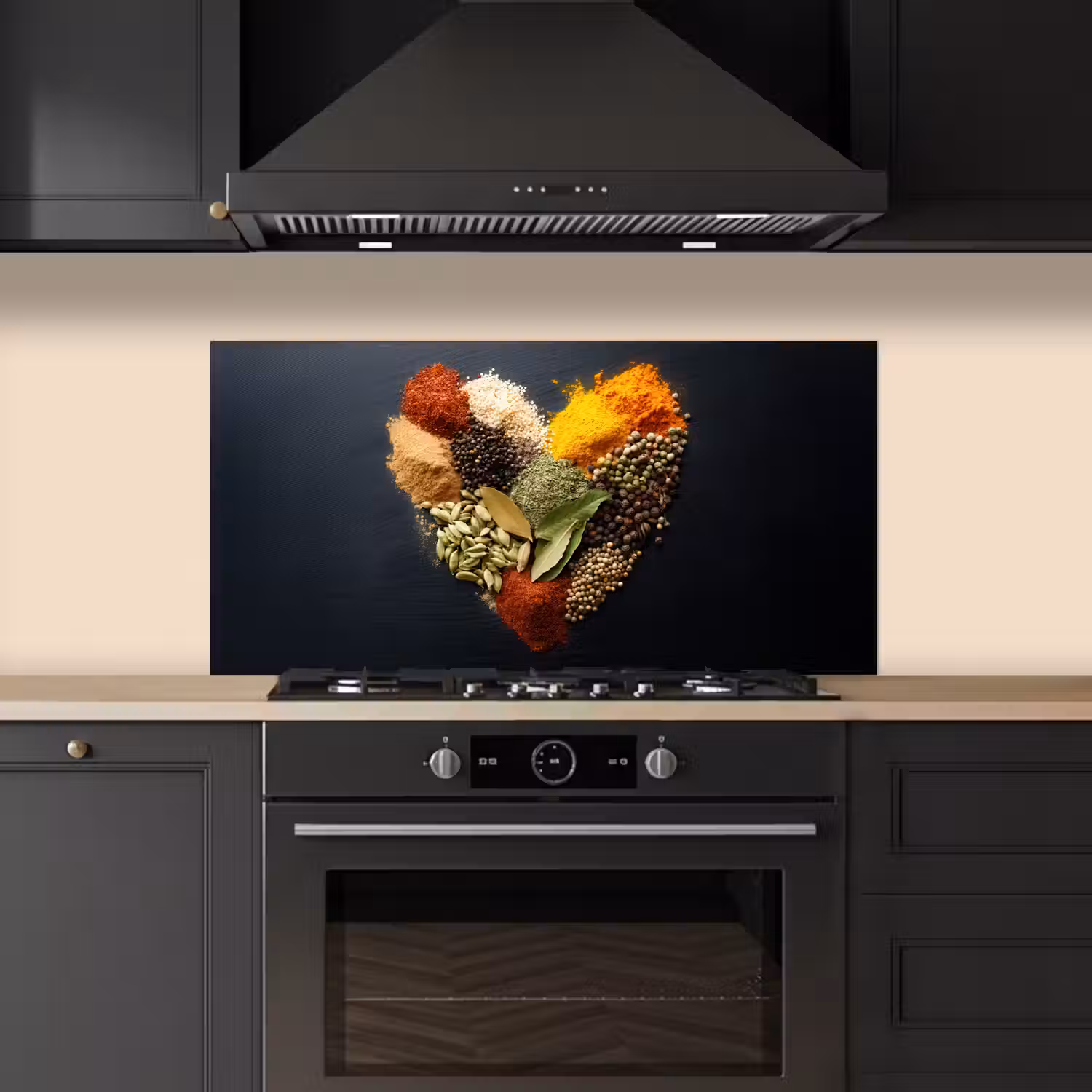 Specerijen - Mix - Hartvorm - Zwart keuken achterwand spatscherm middel -sfeer1