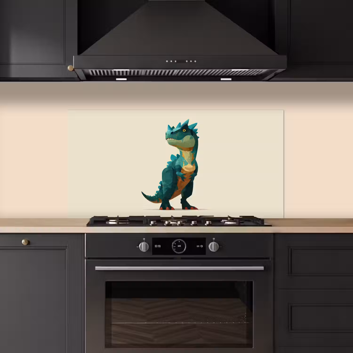 Stekels - Dino - Blauw - Gespierd keuken achterwand spatscherm middel -sfeer1