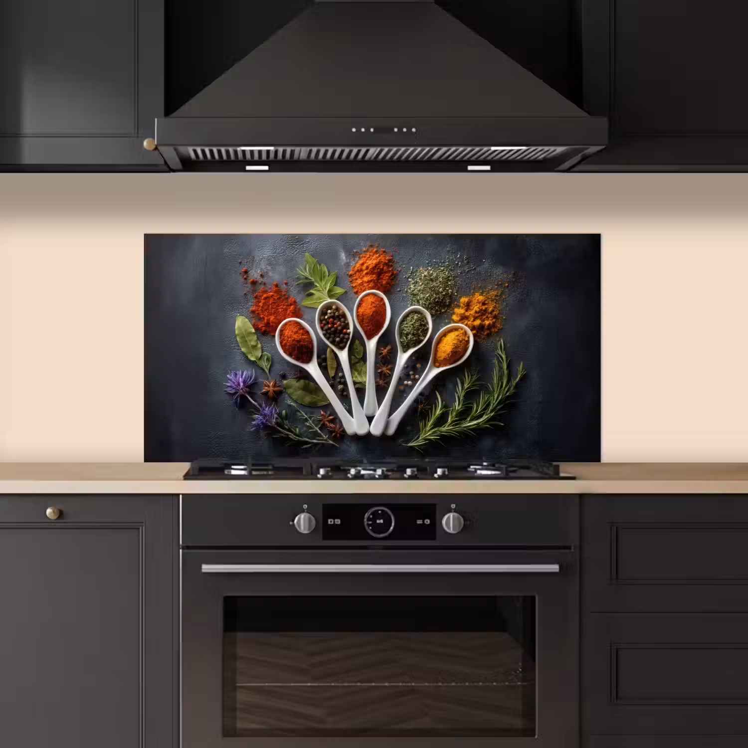 Lepels - Wit - Poeder - Kruiden keuken achterwand spatscherm middel -sfeer1