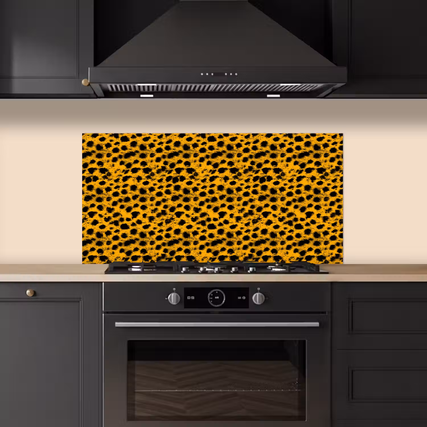 Vlekken - Oranje - Luipaard keuken achterwand spatscherm middel 899 -sfeer1