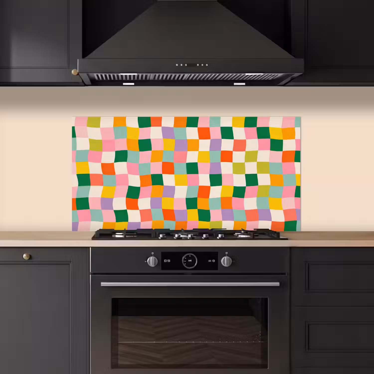 Vierkanten - Kleurrijk - Golvend keuken achterwand spatscherm middel -sfeer1