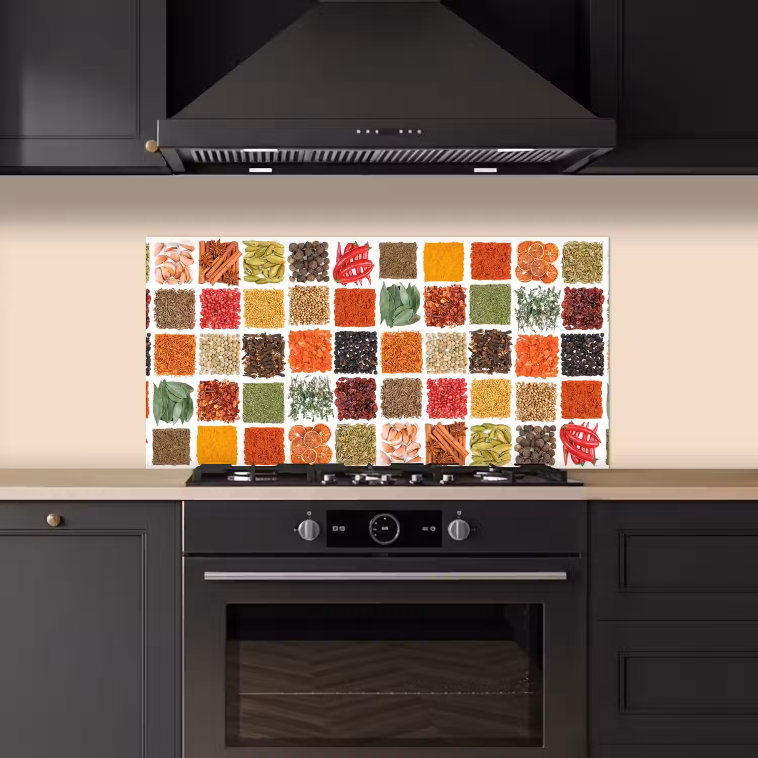 Vierkanten - Specerijen - Kruiden - Grafisch keuken achterwand spatscherm middel -sfeer1