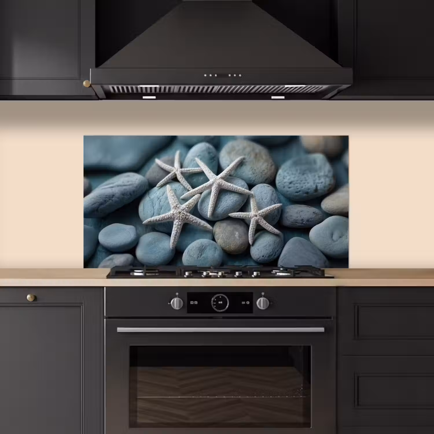 Zeesterren - Stenen - Wit keuken achterwand spatscherm middel -sfeer1