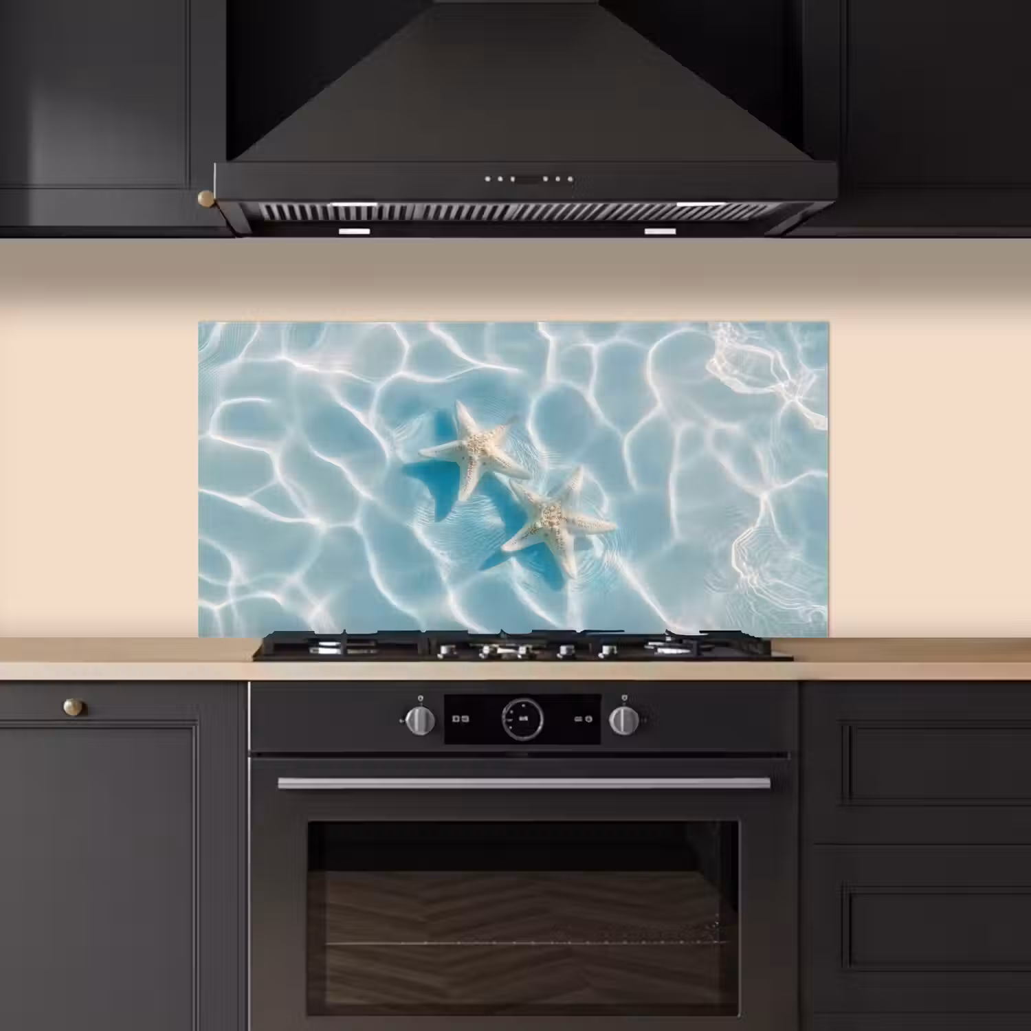 Zeesterren - Golvend water - Rustgevend keuken achterwand spatscherm middel -sfeer1