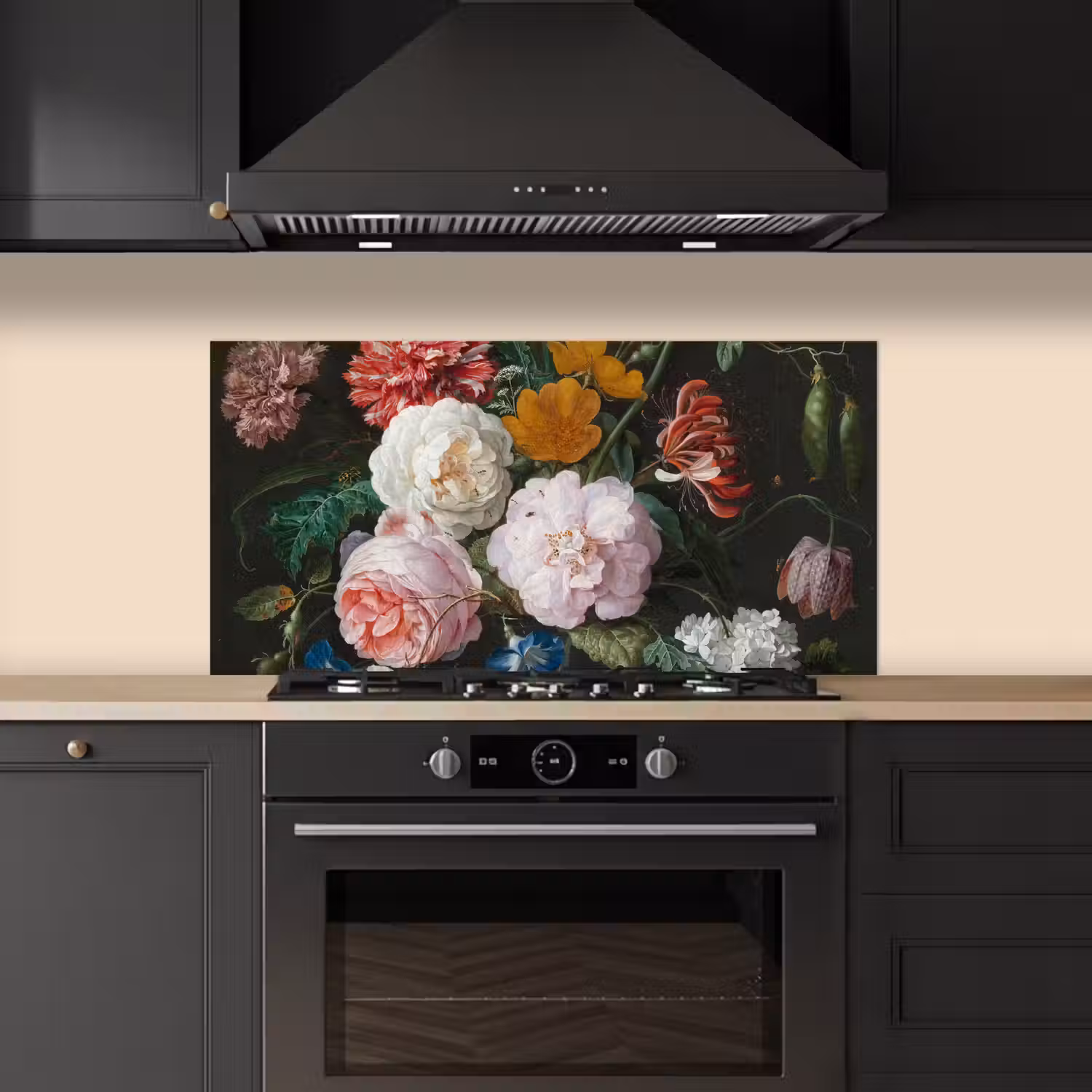 Stilleven met bloemen in een glazen vaas - Schilderij van Jan Davidsz. de Heem keuken achterwand spatscherm middel -sfeer1