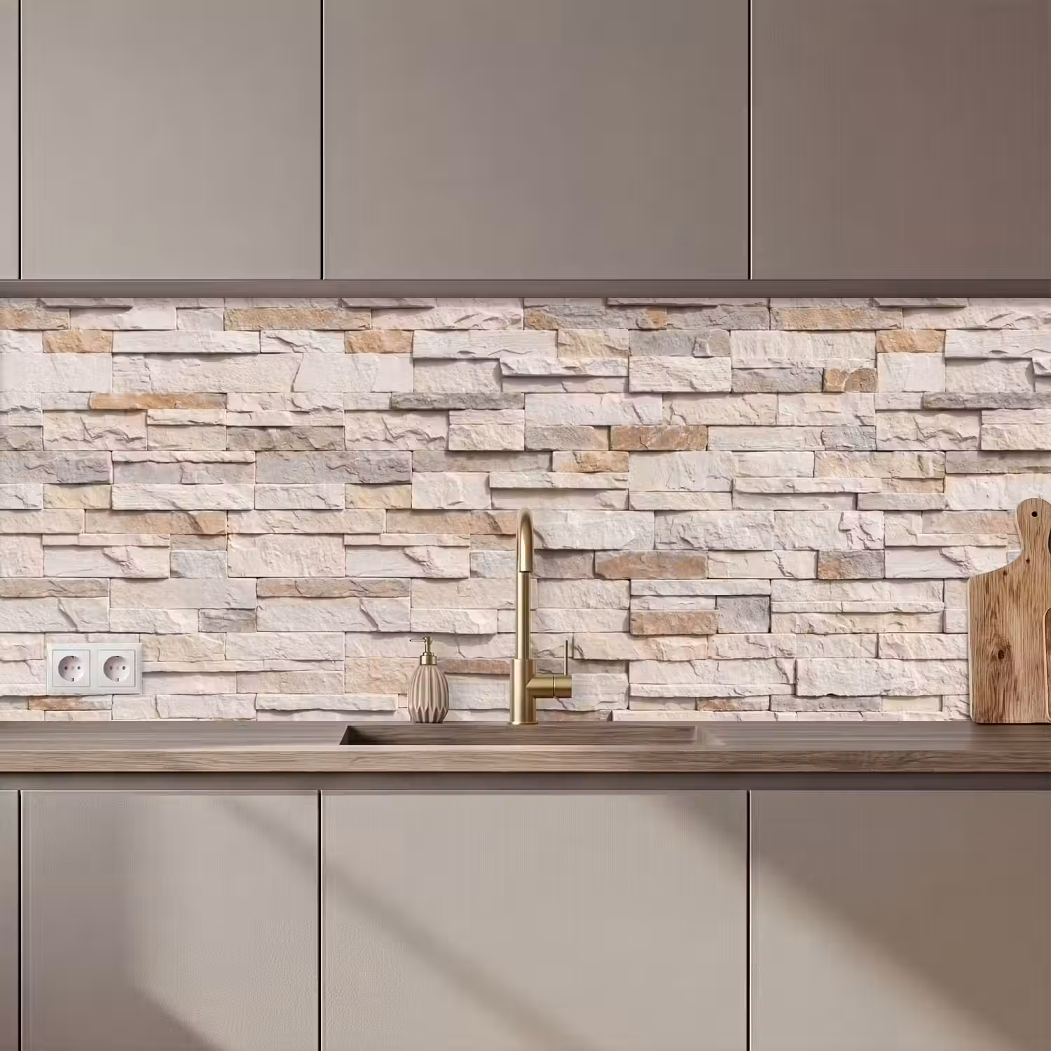 Steen - Muur - Textuur - Rustiek - Beige keuken achterwand 2 middel zz_3dshopping