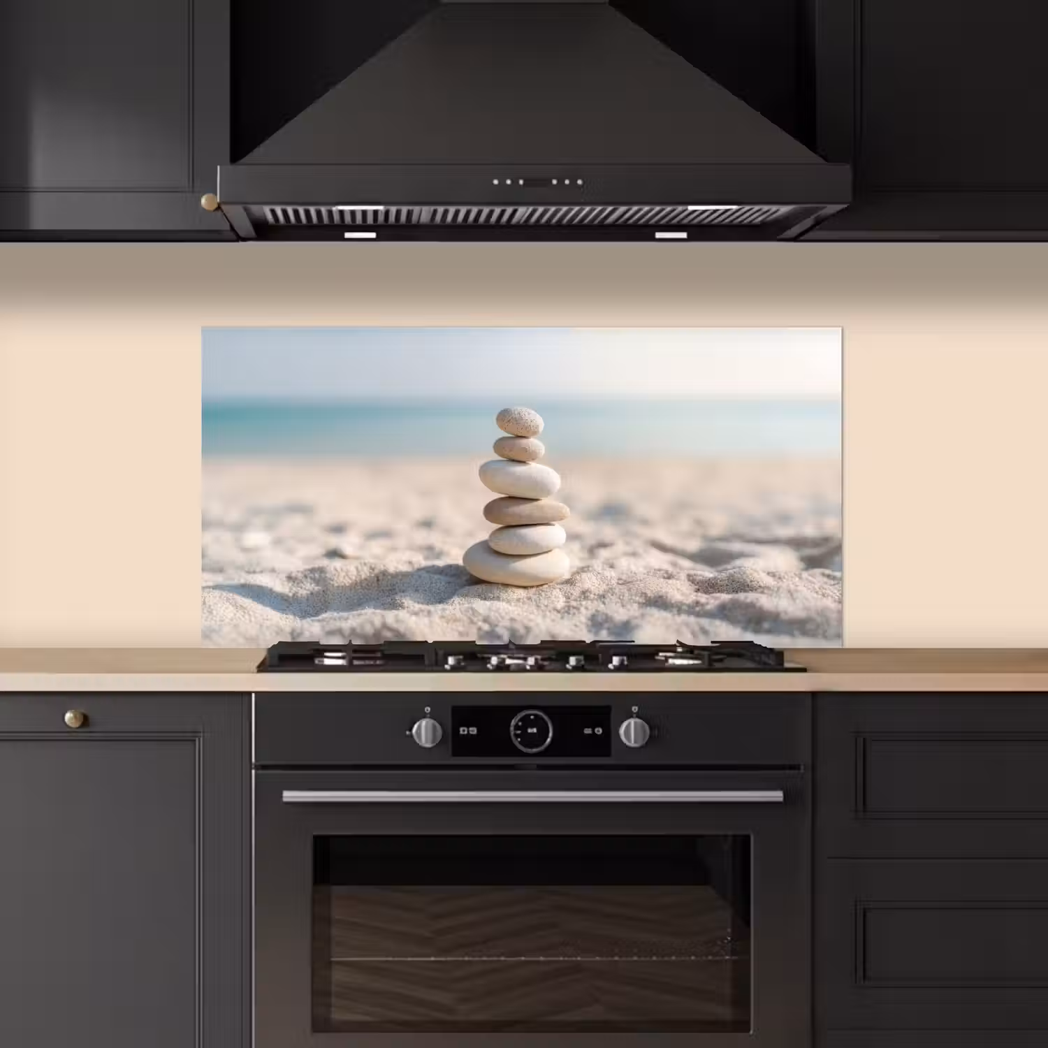 Stenen - Stapel - Zand - Zee keuken achterwand spatscherm middel -sfeer1