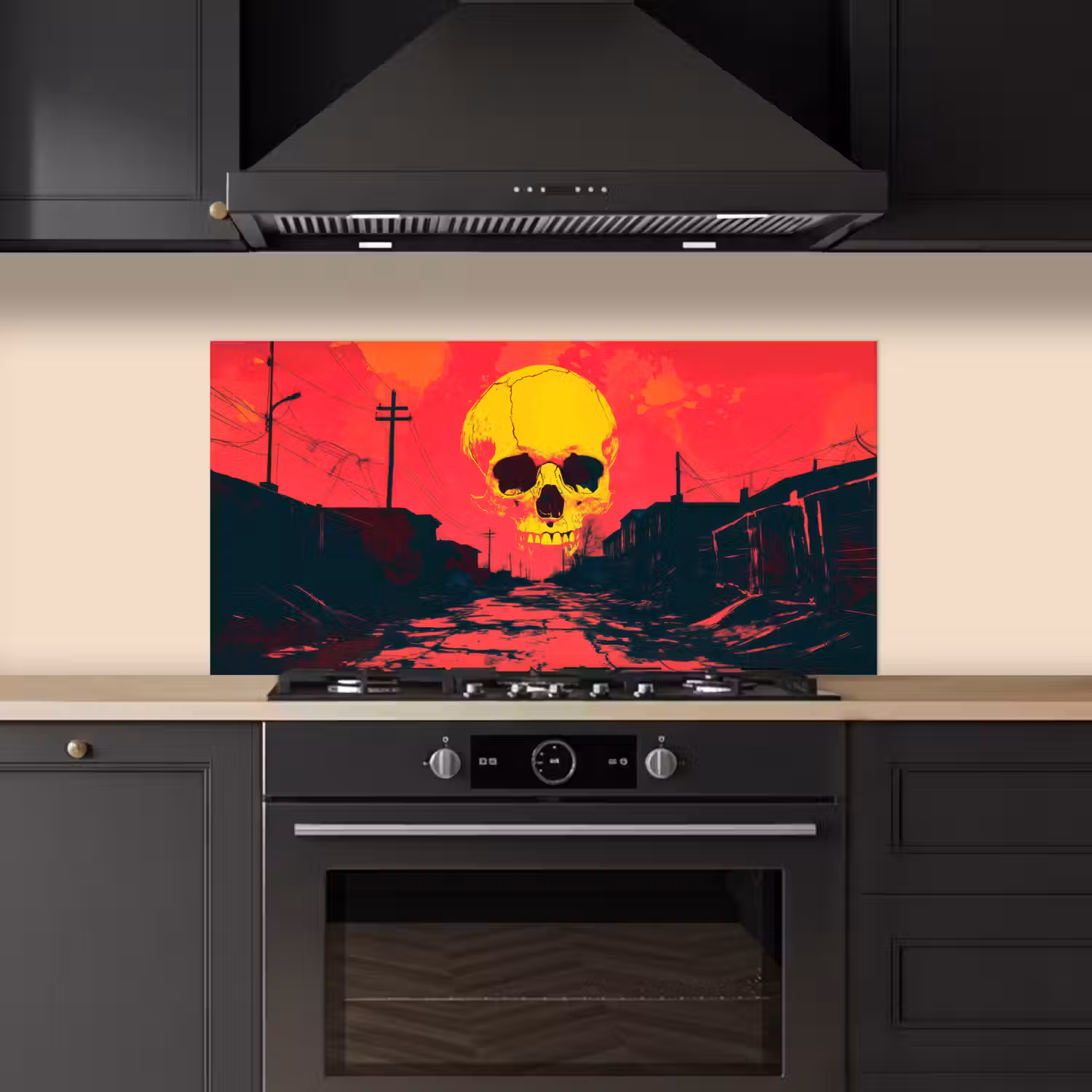 Straat - Verlaten - Schedel - Geel keuken achterwand spatscherm middel -sfeer1