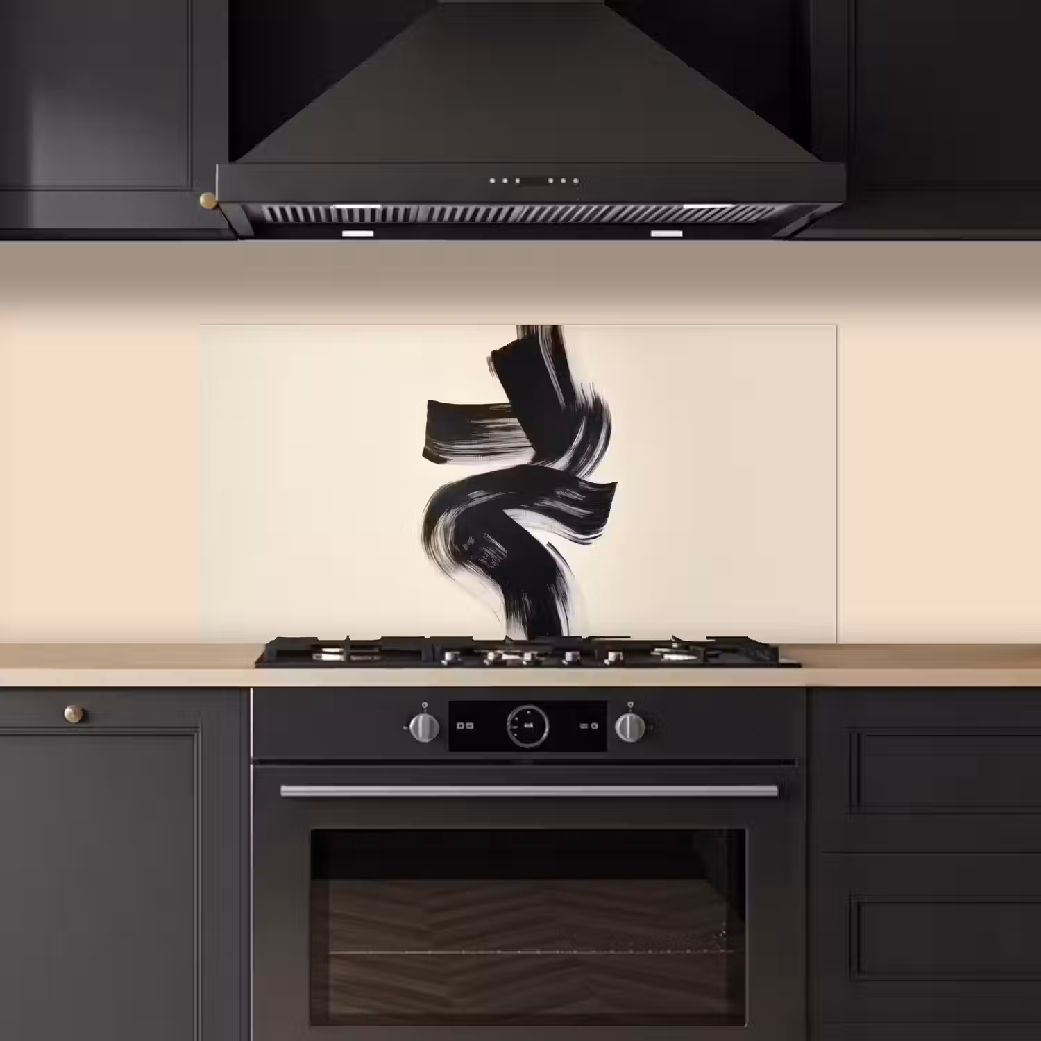 Strepen - Zwart - Abstract keuken achterwand spatscherm middel -sfeer1