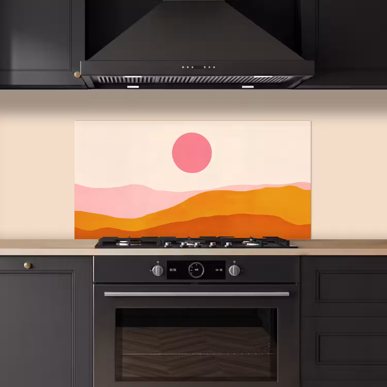 Zon - Heuvels - Abstract - Roze keuken achterwand spatscherm middel -sfeer1