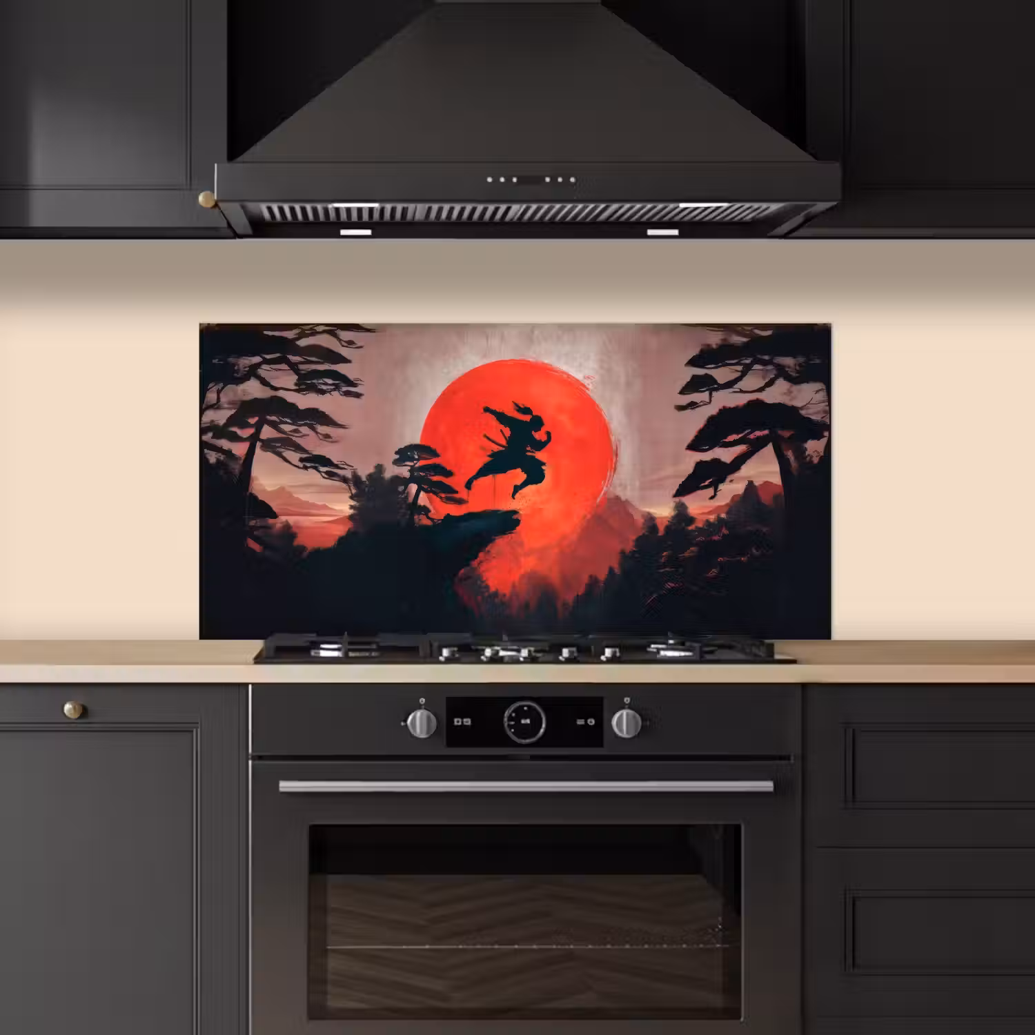 Zon - Krijger - Bomen - Bergen keuken achterwand spatscherm middel -sfeer1