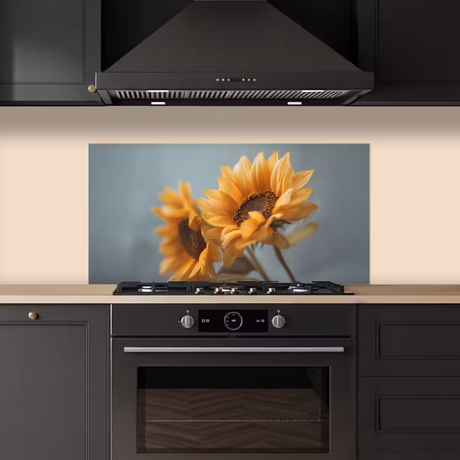 Zonnebloemen - Geel - Wazig keuken achterwand spatscherm middel -sfeer1