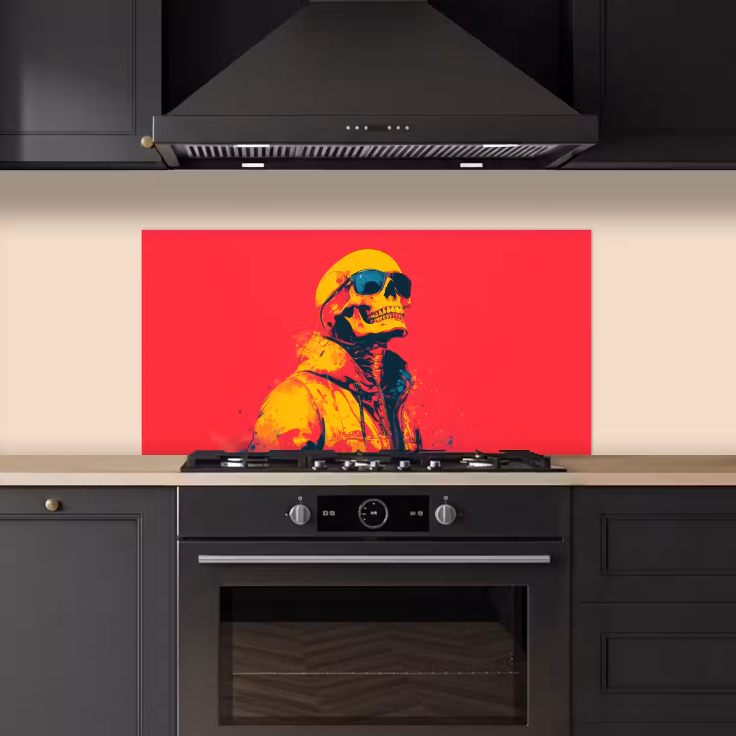 Zonnebril - Schedel - Jas - Rood keuken achterwand spatscherm middel -sfeer1