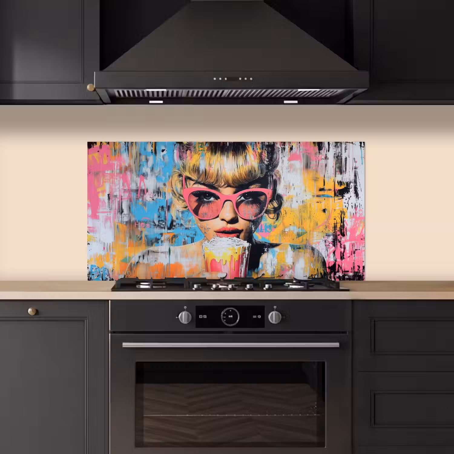 Zonnebril - Vrouw - Kleurrijk - Verfspetters keuken achterwand spatscherm middel -sfeer1