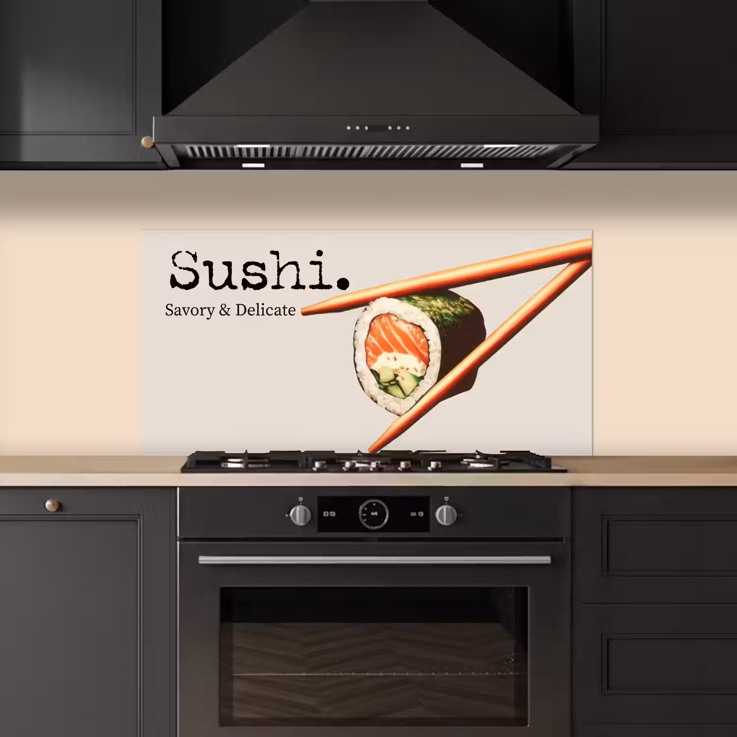 Sushi - Zalm - Rijst - Japans keuken achterwand spatscherm middel -sfeer1