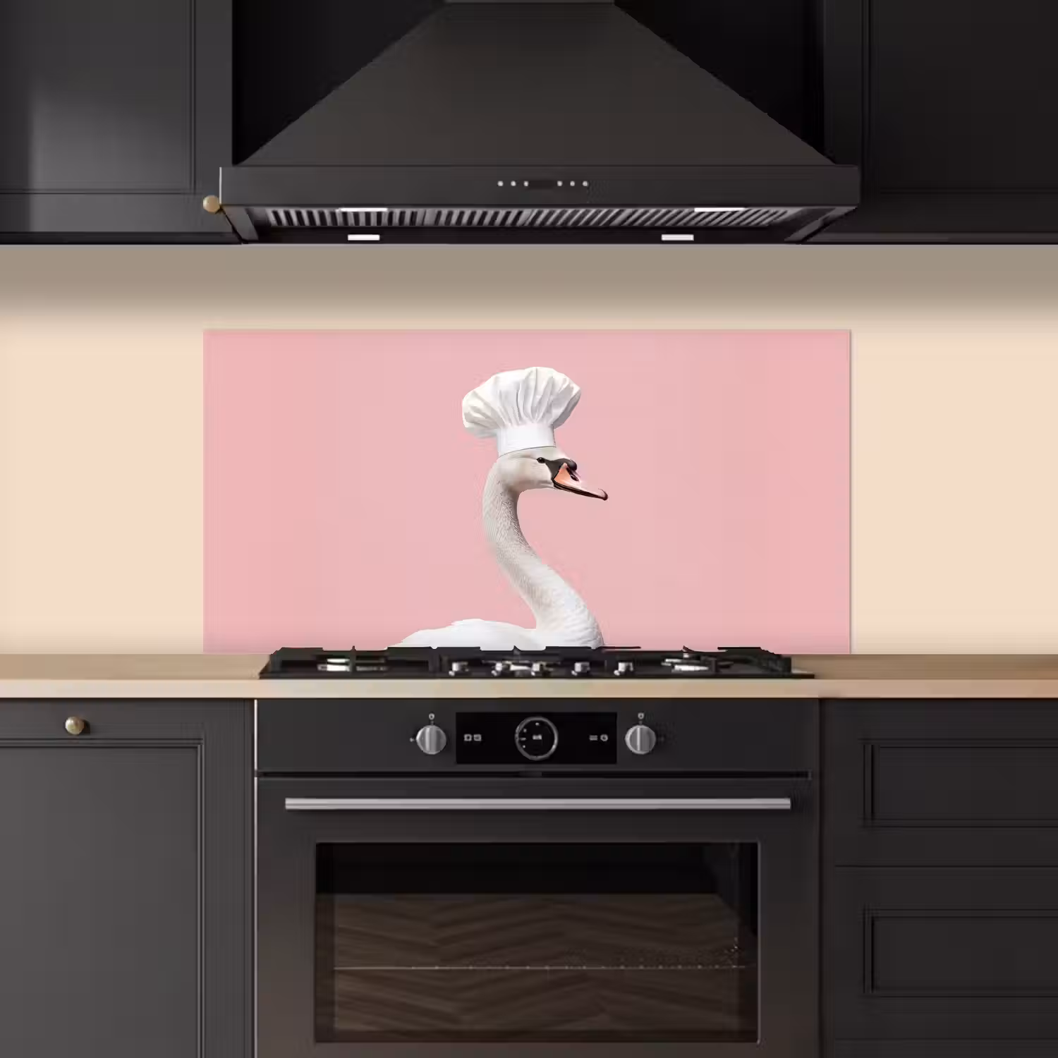 Zwaan - Koksmuts - Mooi - Klassiek keuken achterwand spatscherm middel -sfeer1