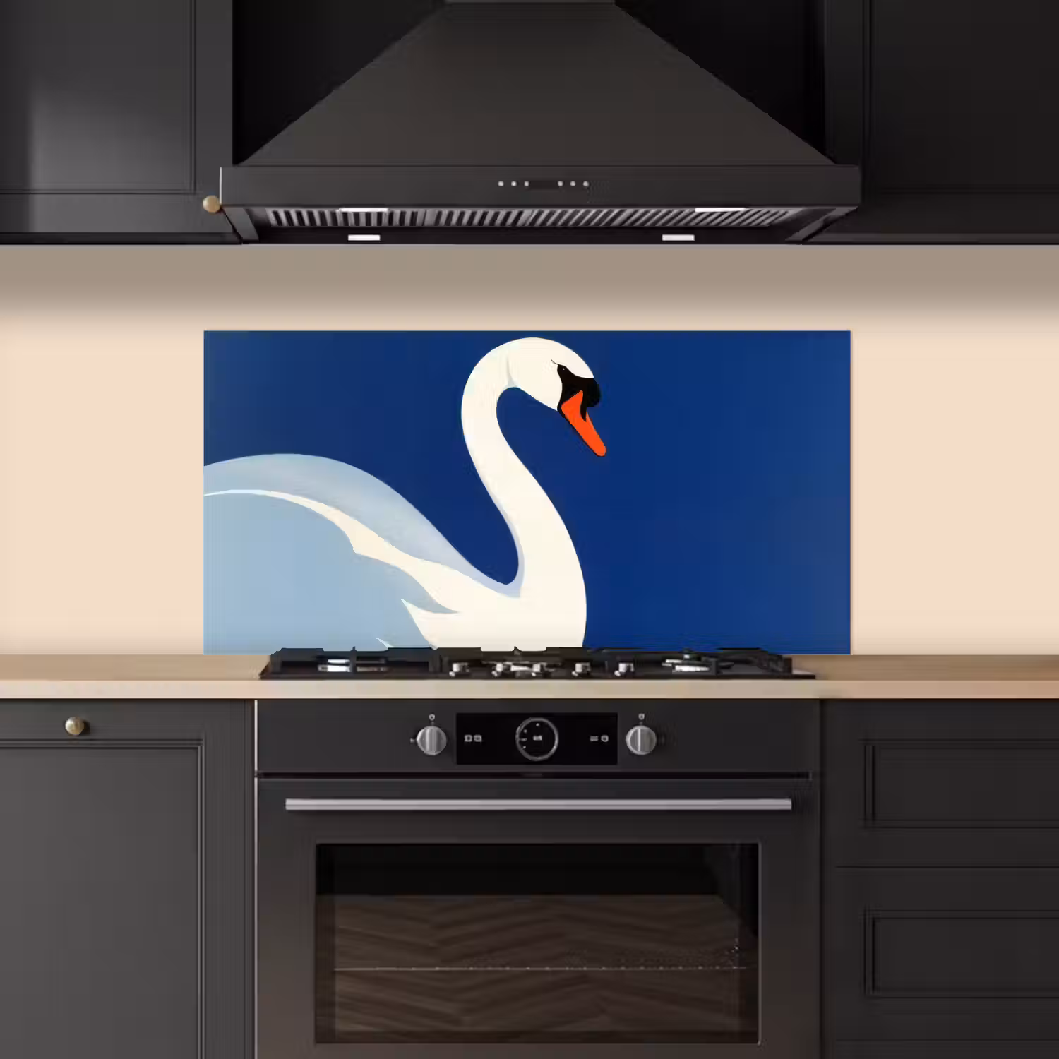 Zwaan - Wit - Snavel - Illustratie keuken achterwand spatscherm middel -sfeer1