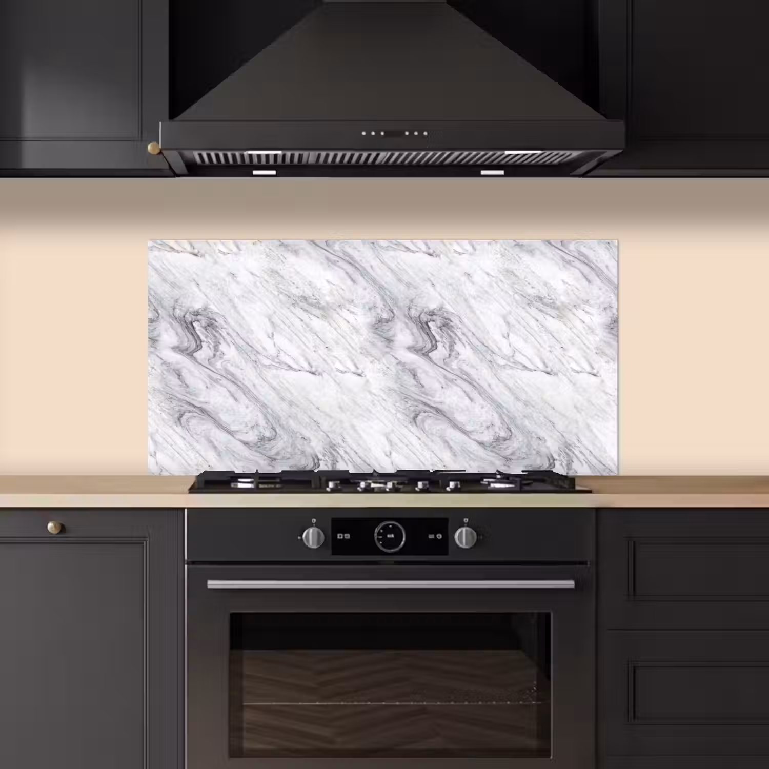 Wervelende - Grijsstructuur - Marmer - Wit keuken achterwand spatscherm middel 899 -sfeer1