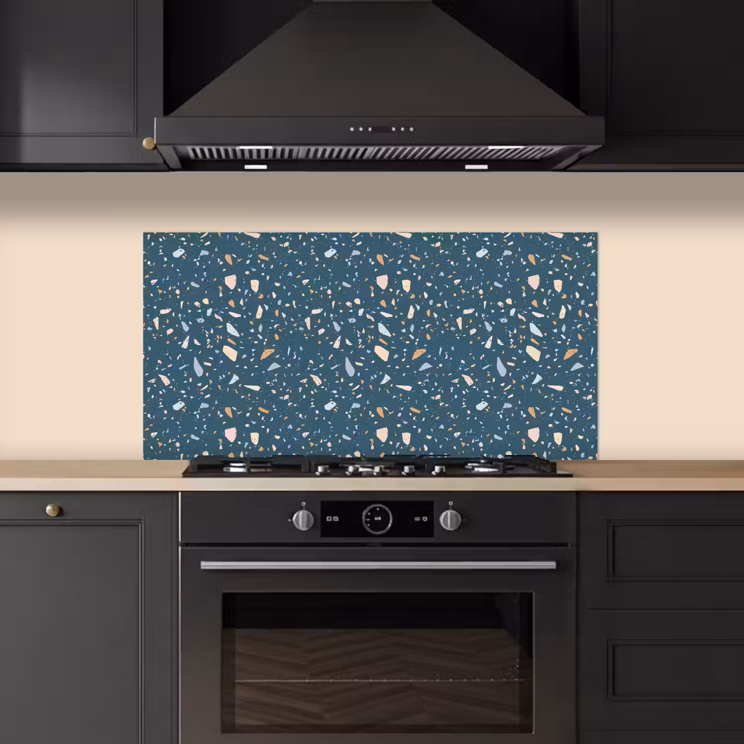Terrazzo - Patroon - Kleurrijk - Diep blauw keuken achterwand spatscherm middel 899 -sfeer1