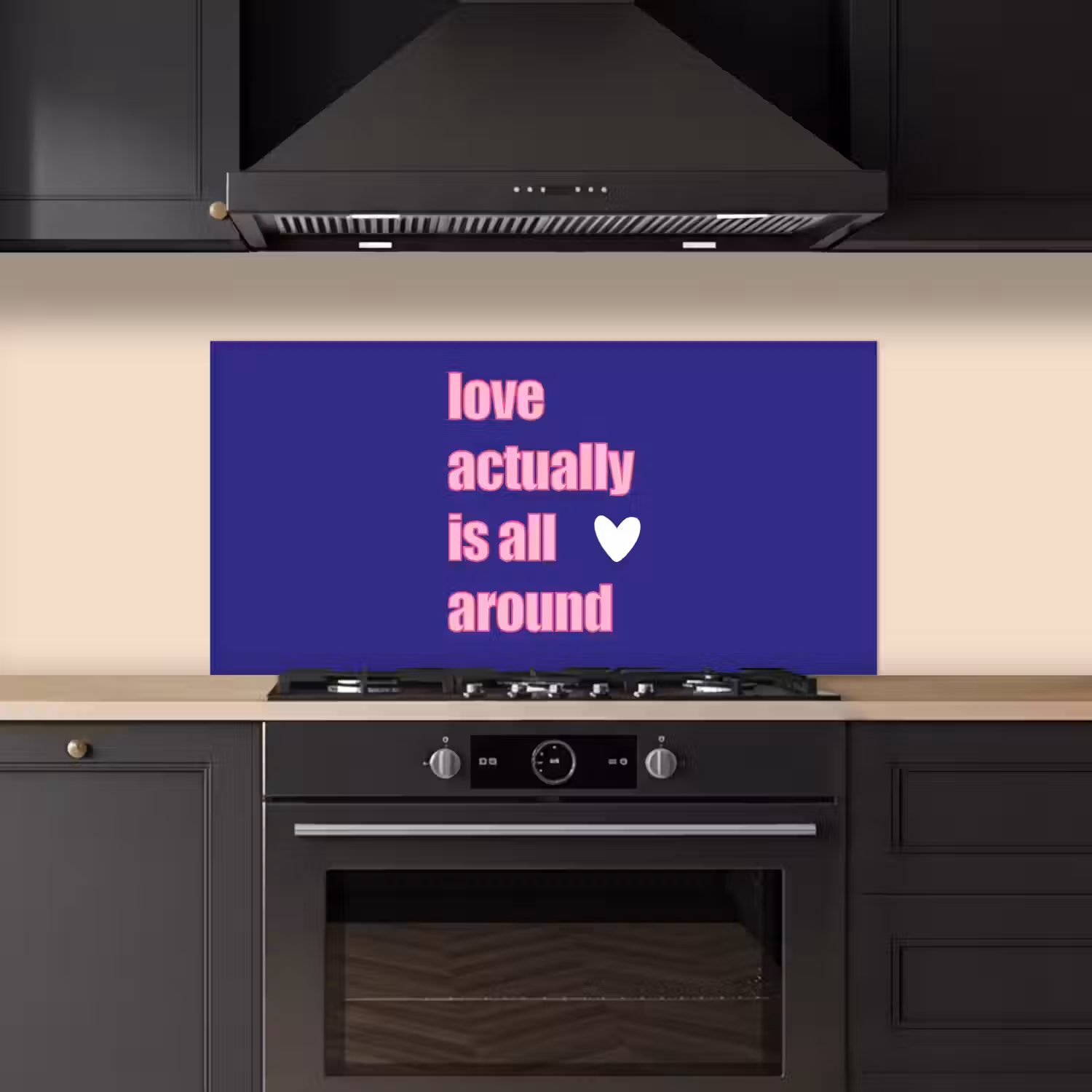 Tekst - Valentijn - Love - Blauw keuken achterwand spatscherm middel -sfeer1