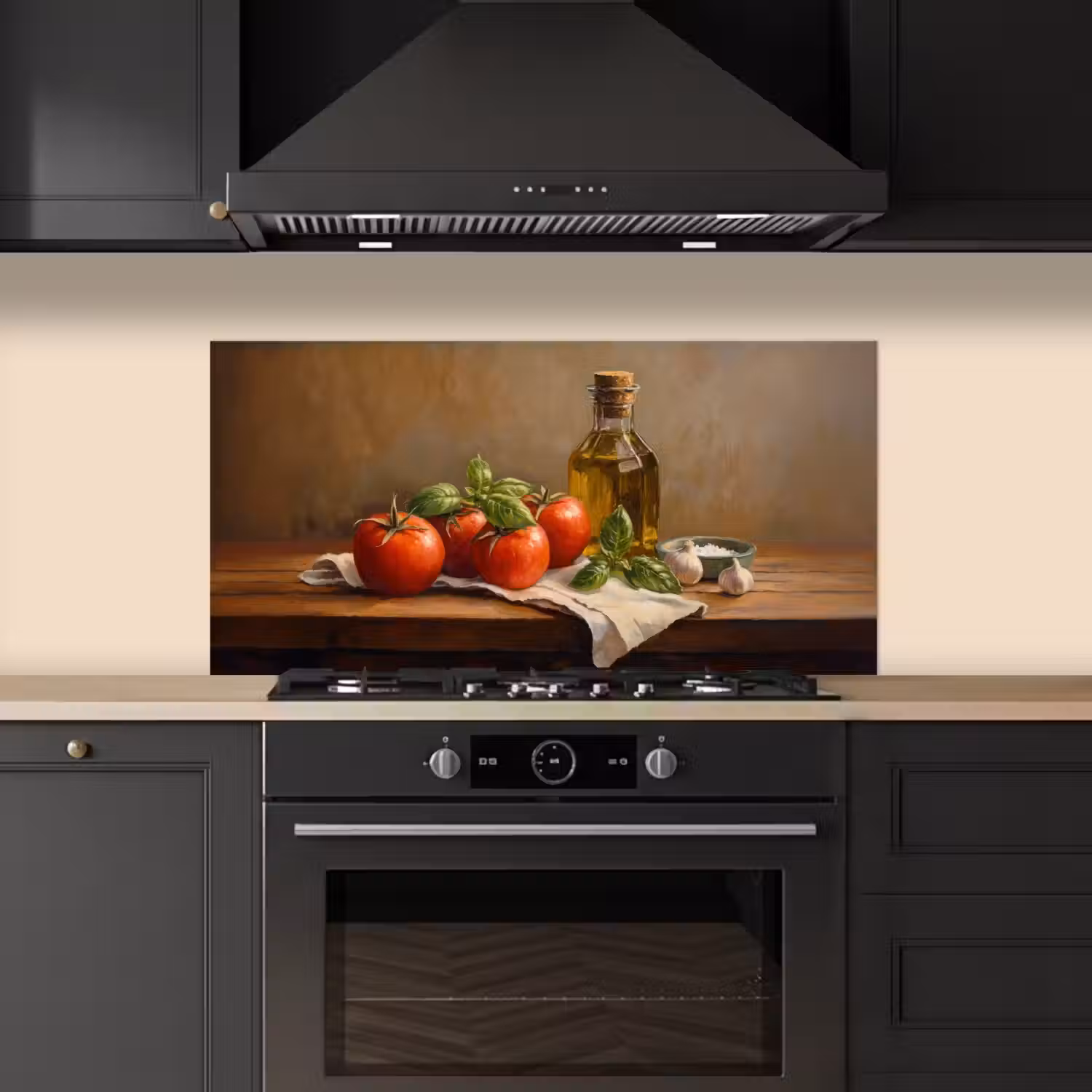 Tomaten - Olijfolie - Stilleven keuken achterwand spatscherm middel -sfeer1