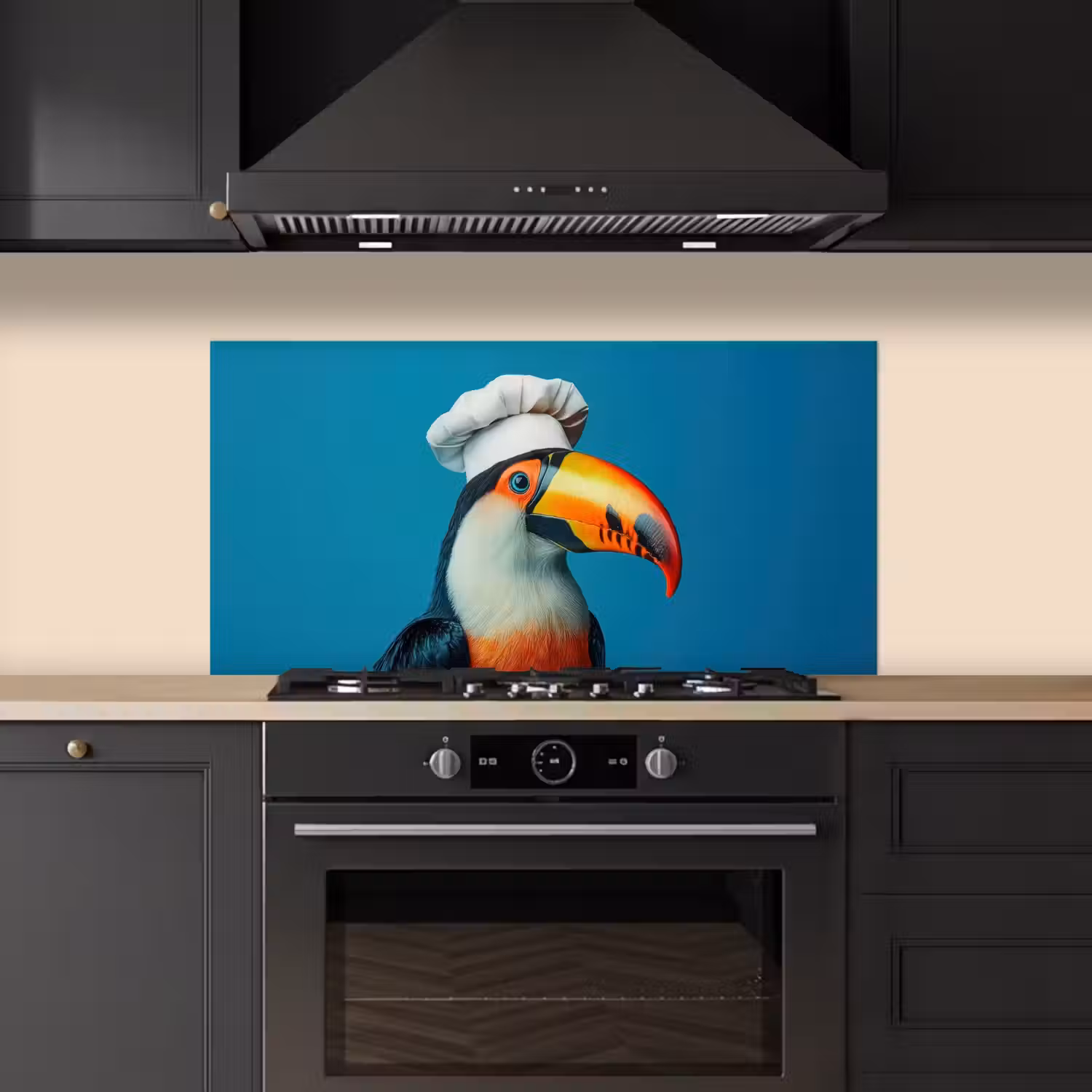 Toekan - Papegaai - Vogel - Koksmuts keuken achterwand spatscherm middel -sfeer1