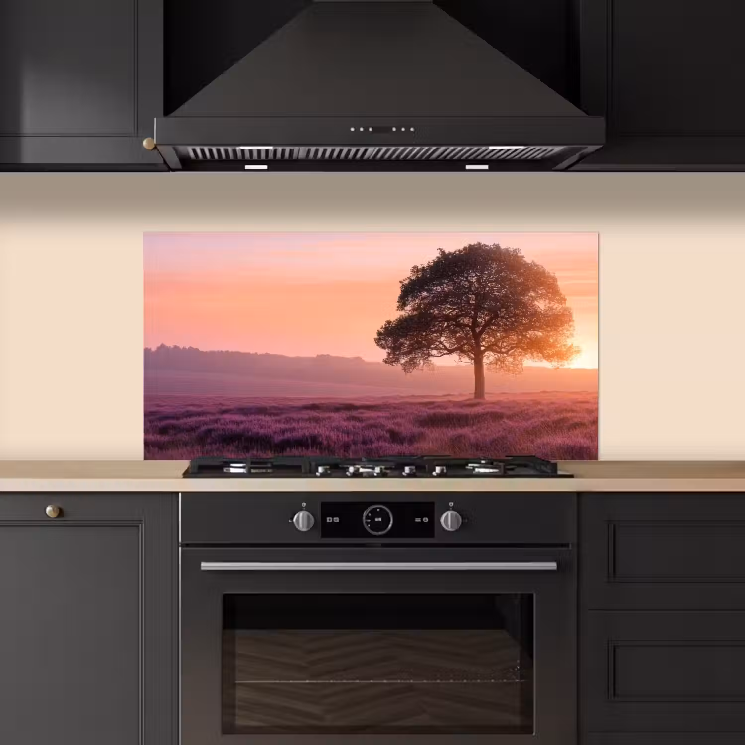 Boom - Heide - Zonsopgang keuken achterwand spatscherm middel -sfeer1