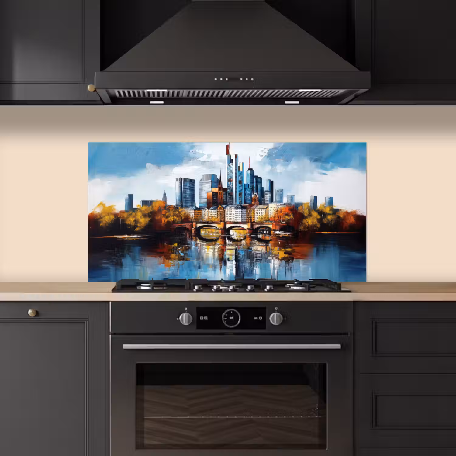 Bomen Frankfurt- Stad - Skyline - Brug keuken achterwand spatscherm middel -sfeer1