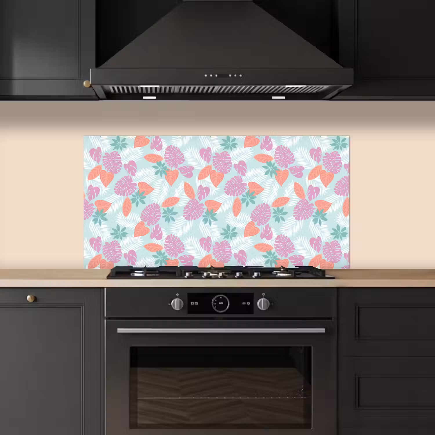 Tropisch - Bladeren - Pastel keuken achterwand spatscherm middel 899 -sfeer1
