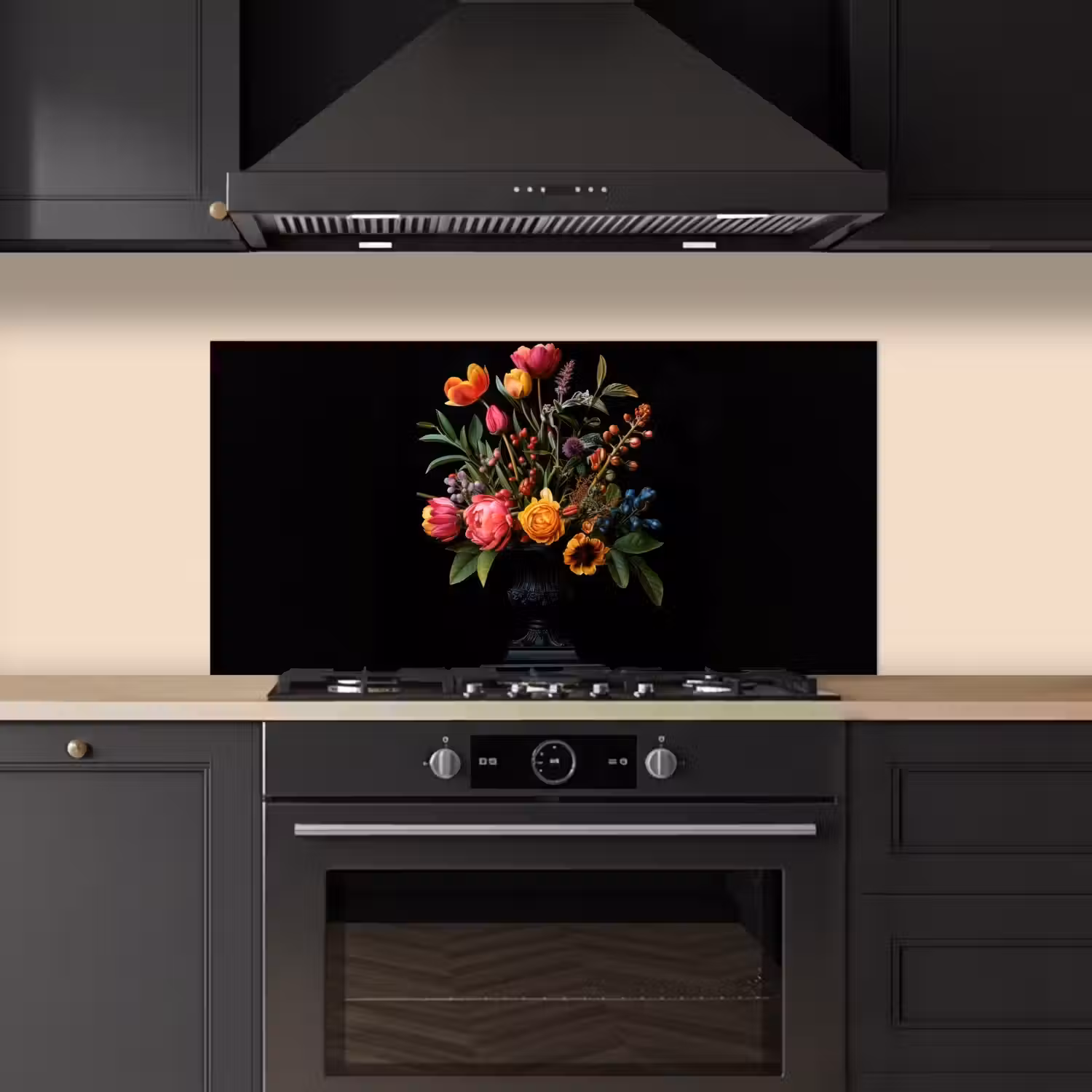 Tulpen - Bessen - Boeket - Vaas keuken achterwand spatscherm middel -sfeer1