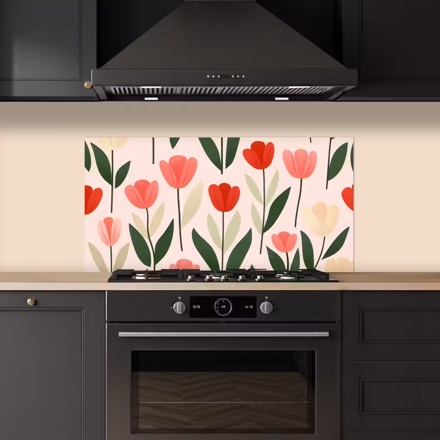 Tulpen - Modern - Roze keuken achterwand spatscherm middel -sfeer1
