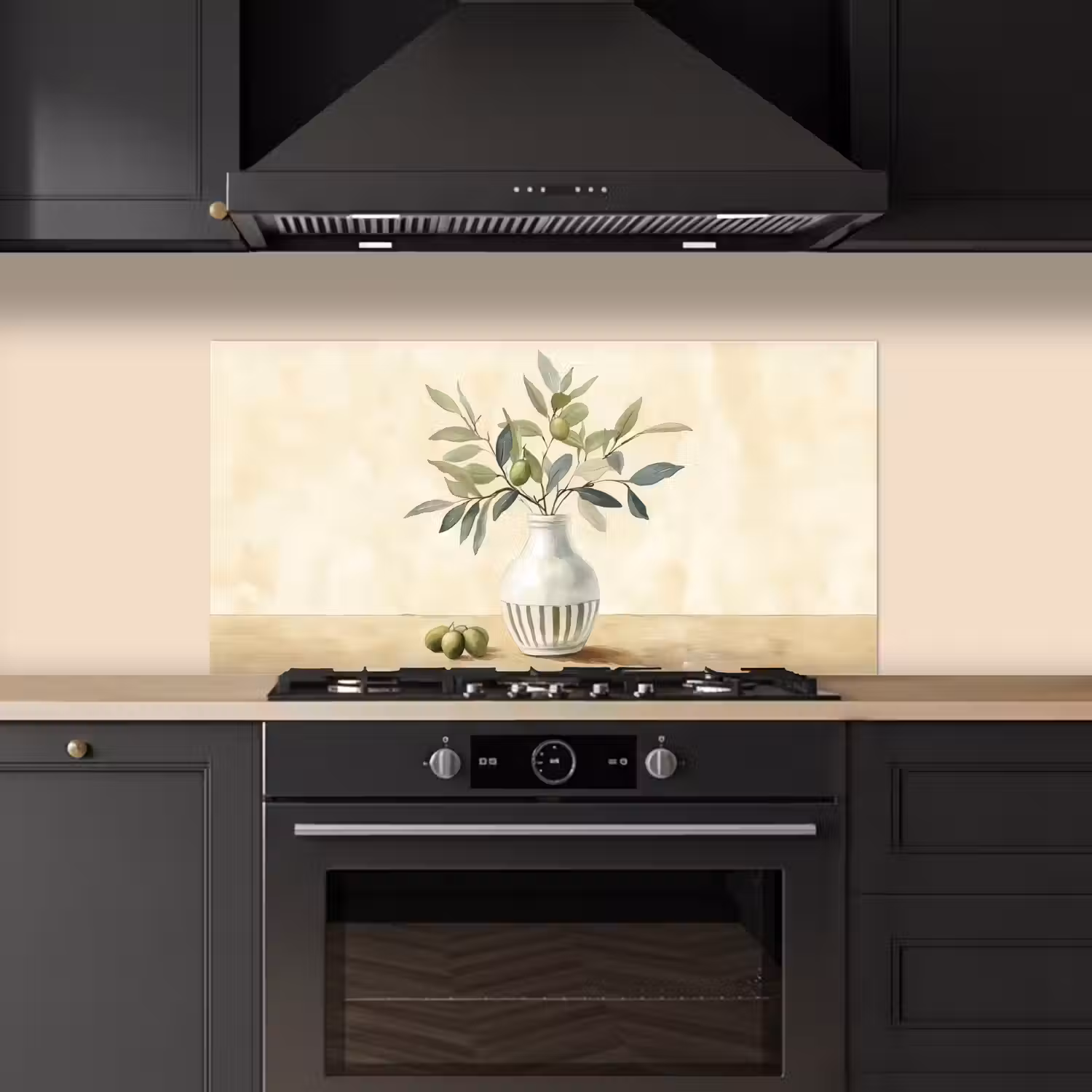 Vaas - Keramiek - Olijftakken keuken achterwand spatscherm middel -sfeer1