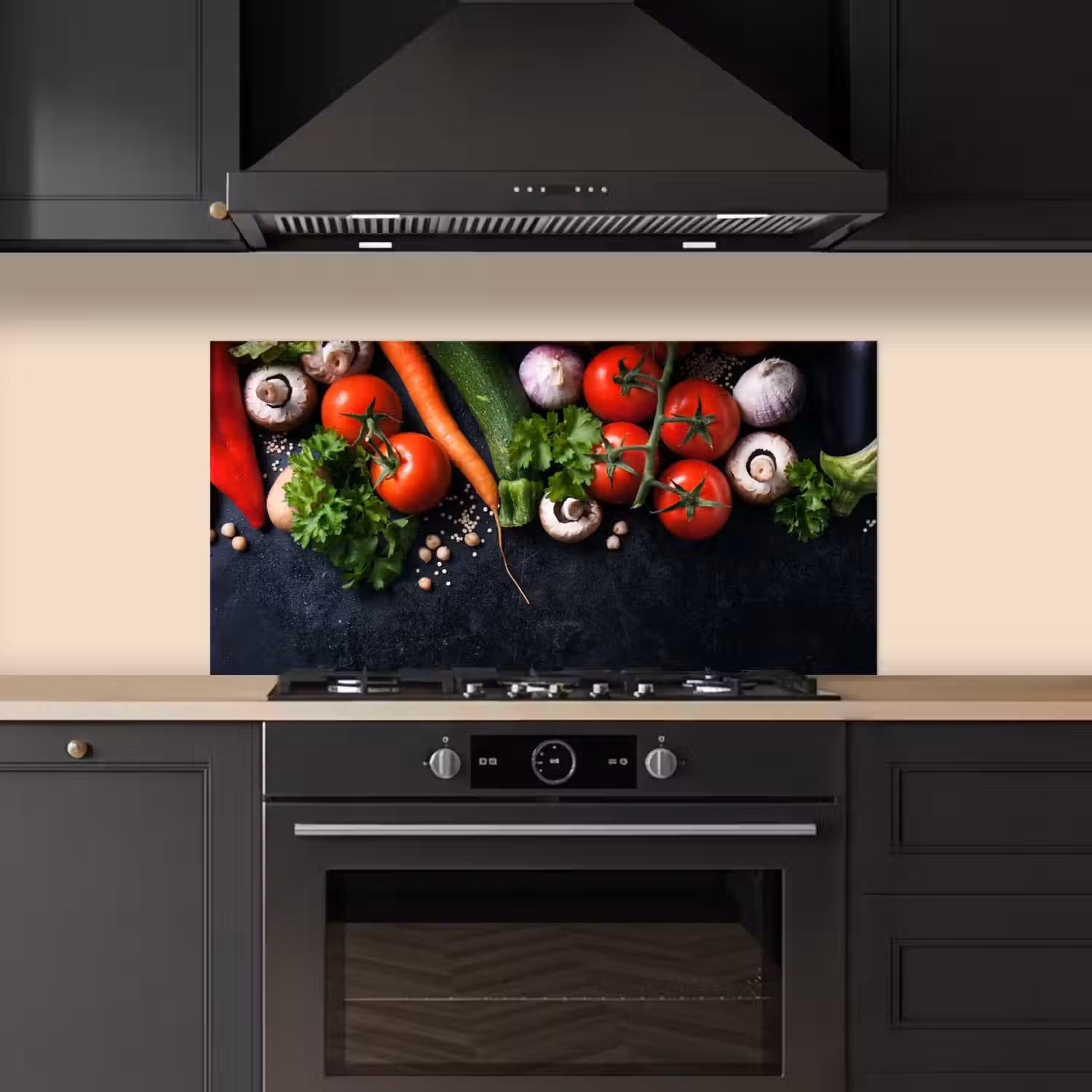 Groente - Kruiden - Specerijen - Zwart - Rustiek - Keuken keuken achterwand spatscherm middel -sfeer1