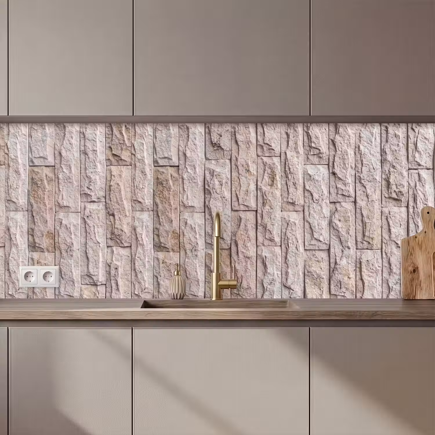 Muur - Steen - Ruw - Beige - Textuur keuken achterwand 2 middel zz_3dshopping