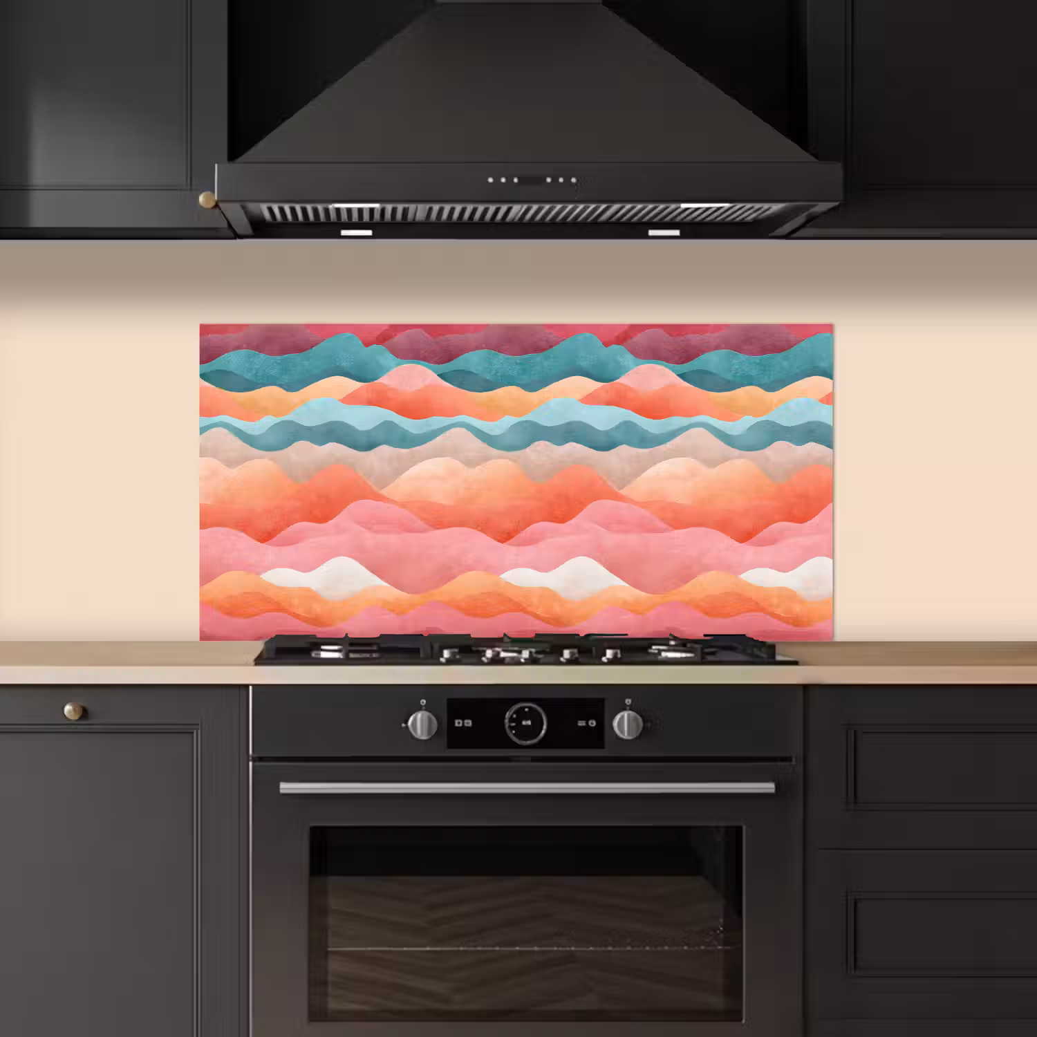 Golven - Kleurrijk - Abstract keuken achterwand spatscherm middel -sfeer1