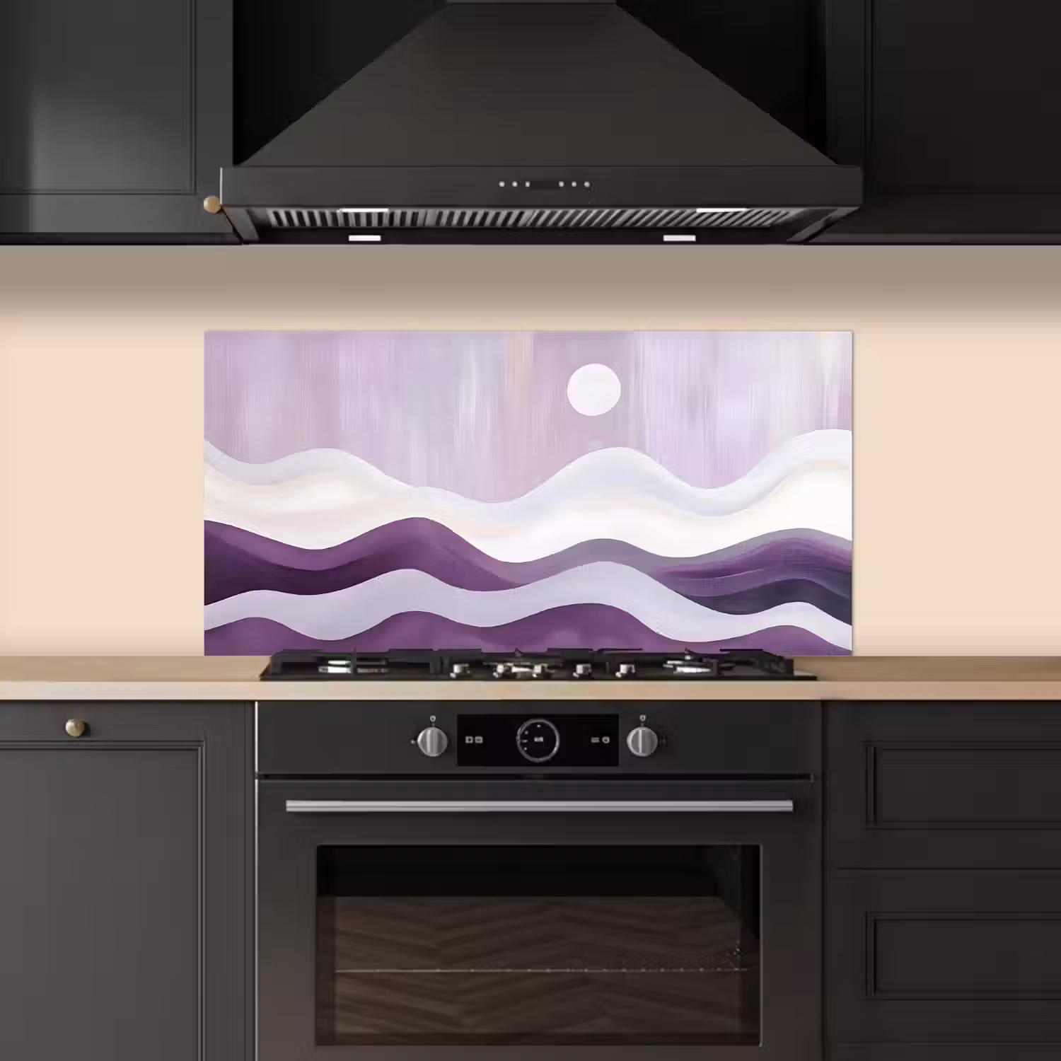 Golven - Heuvels - Abstract - Paars keuken achterwand spatscherm middel -sfeer1