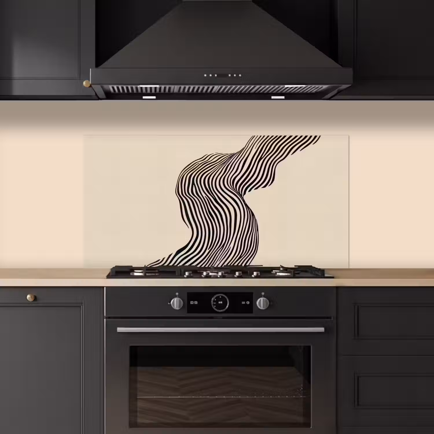 Golvend - Lijnen - Abstract - Silhouet keuken achterwand spatscherm middel -sfeer1