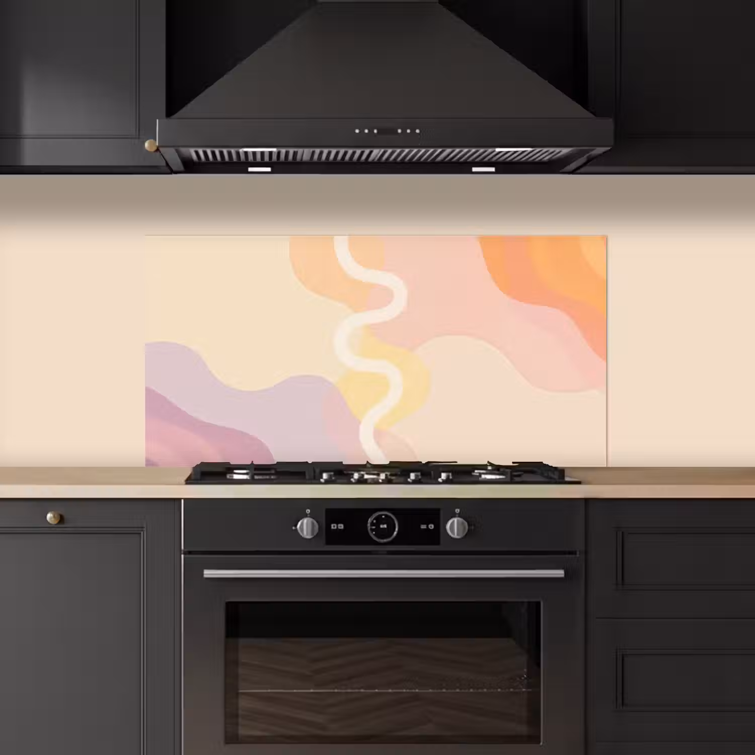 Golvende vormen - Abstract - pastel keuken achterwand spatscherm middel -sfeer1