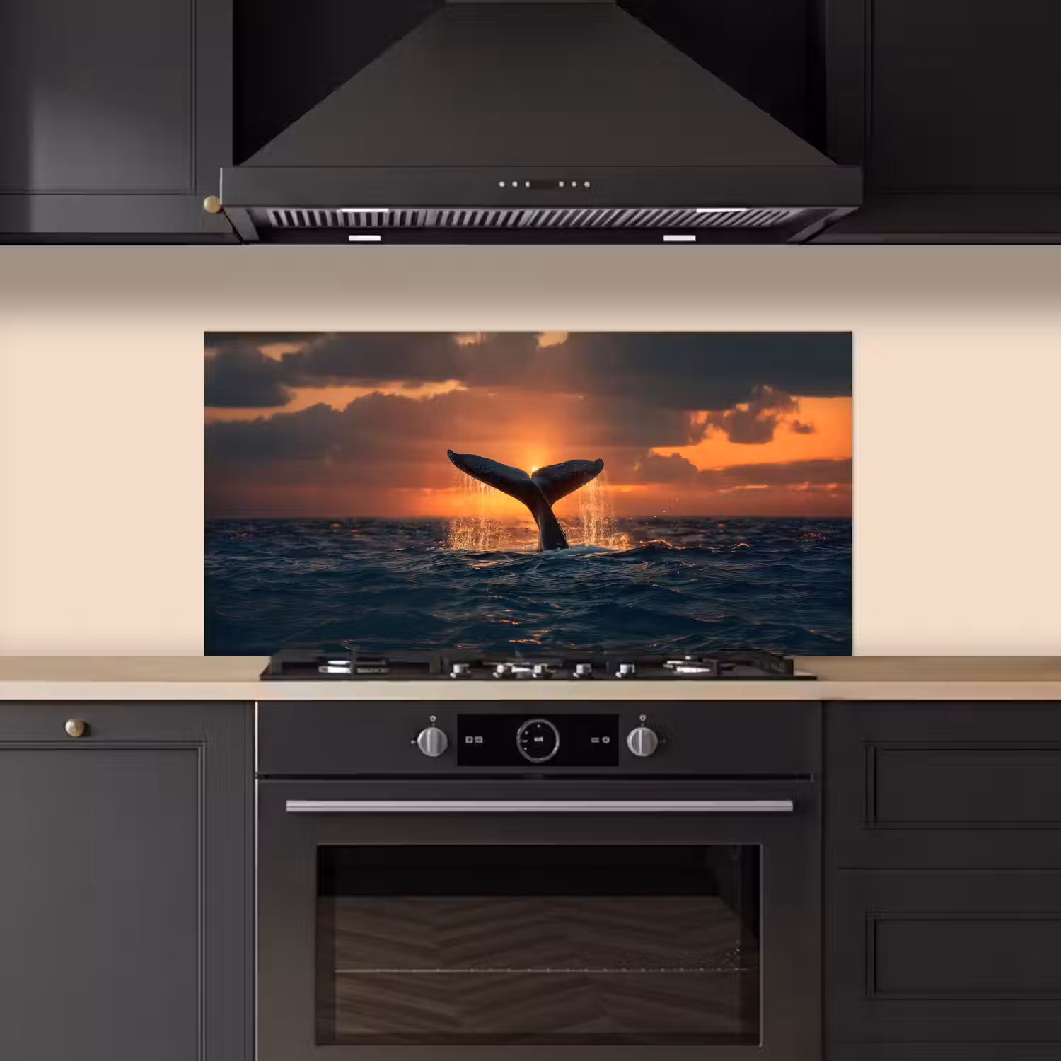 Walvis staart - Water - Zonsondergang keuken achterwand spatscherm middel -sfeer1